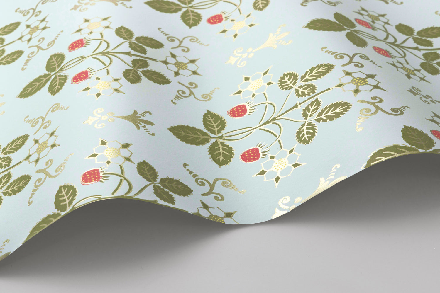 Strawberry Wallpaper in olive/blue color - pattern number 127/2009.CS.0 - by Cole and Son in the Classics Vol I collection