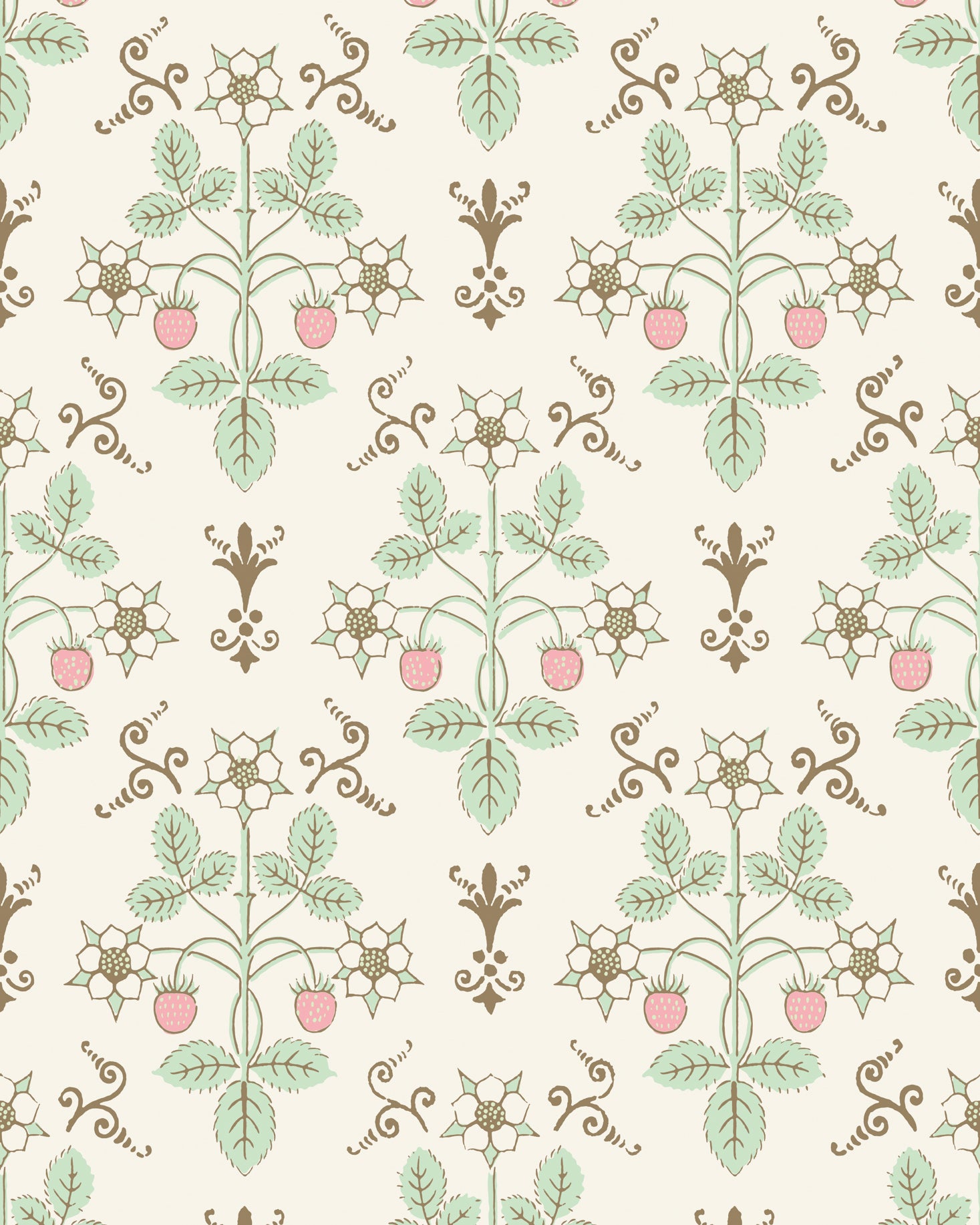 Strawberry Wallpaper in blush/mint color - pattern number 127/2011.CS.0 - by Cole and Son in the Classics Vol I collection