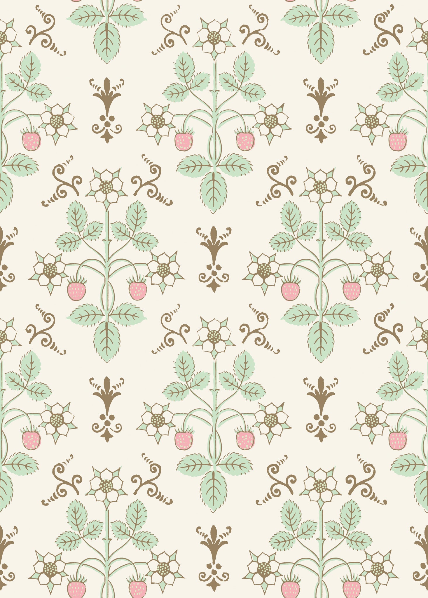 Strawberry Wallpaper in blush/mint color - pattern number 127/2011.CS.0 - by Cole and Son in the Classics Vol I collection