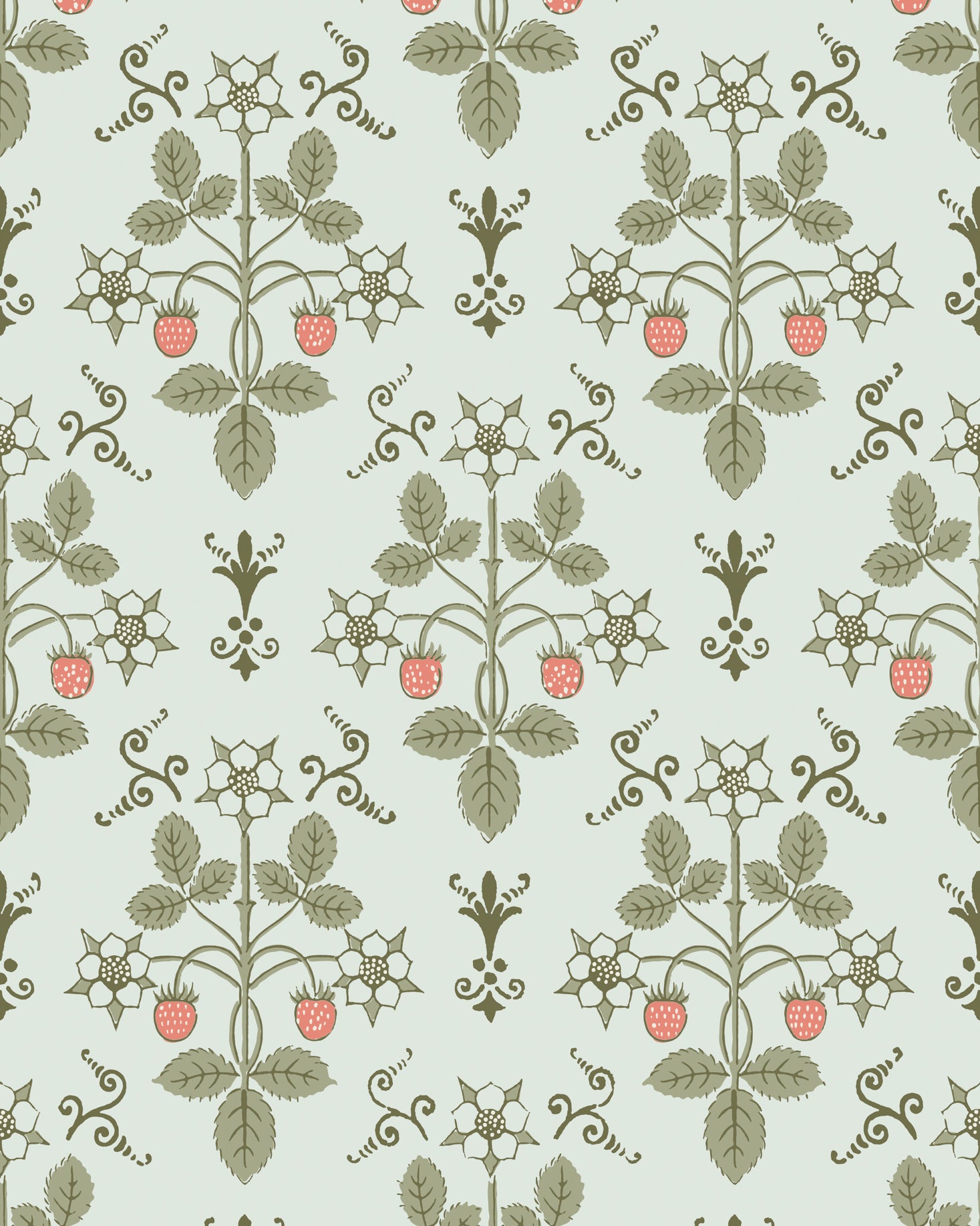 Strawberry Wallpaper in duck egg color - pattern number 127/2012.CS.0 - by Cole and Son in the Classics Vol I collection