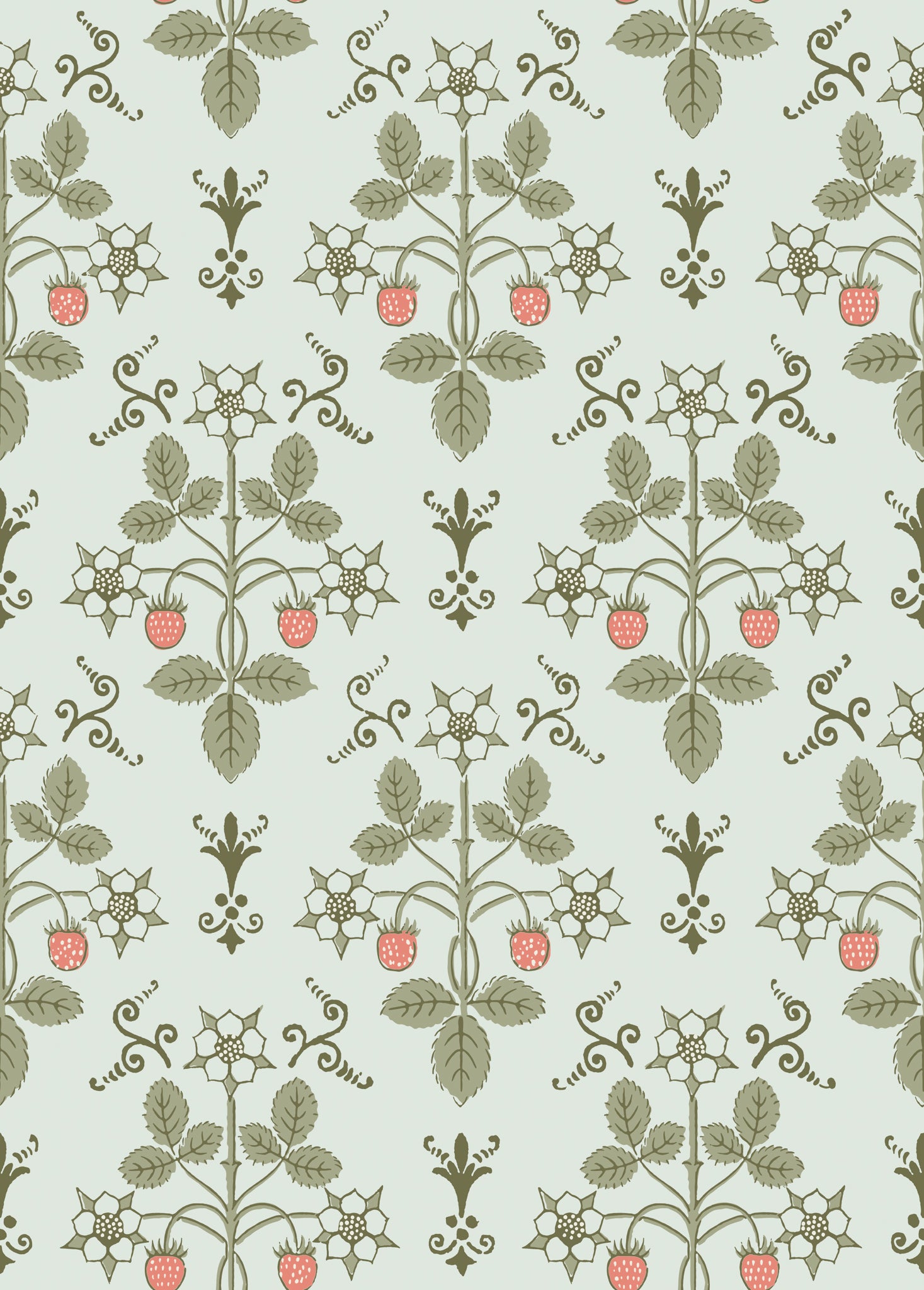 Strawberry Wallpaper in duck egg color - pattern number 127/2012.CS.0 - by Cole and Son in the Classics Vol I collection