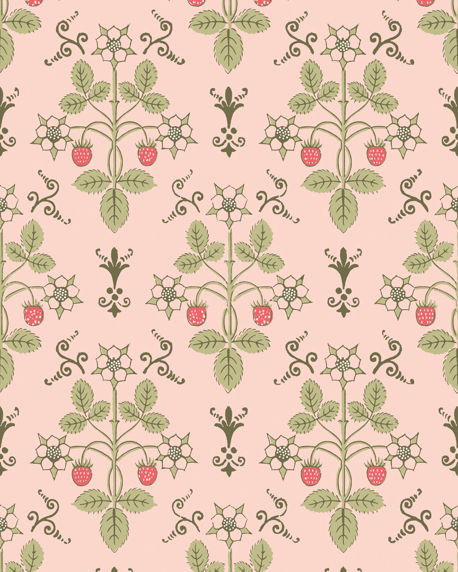 Strawberry Wallpaper in chelsea pink color - pattern number 127/2013.CS.0 - by Cole and Son in the Classics Vol I collection
