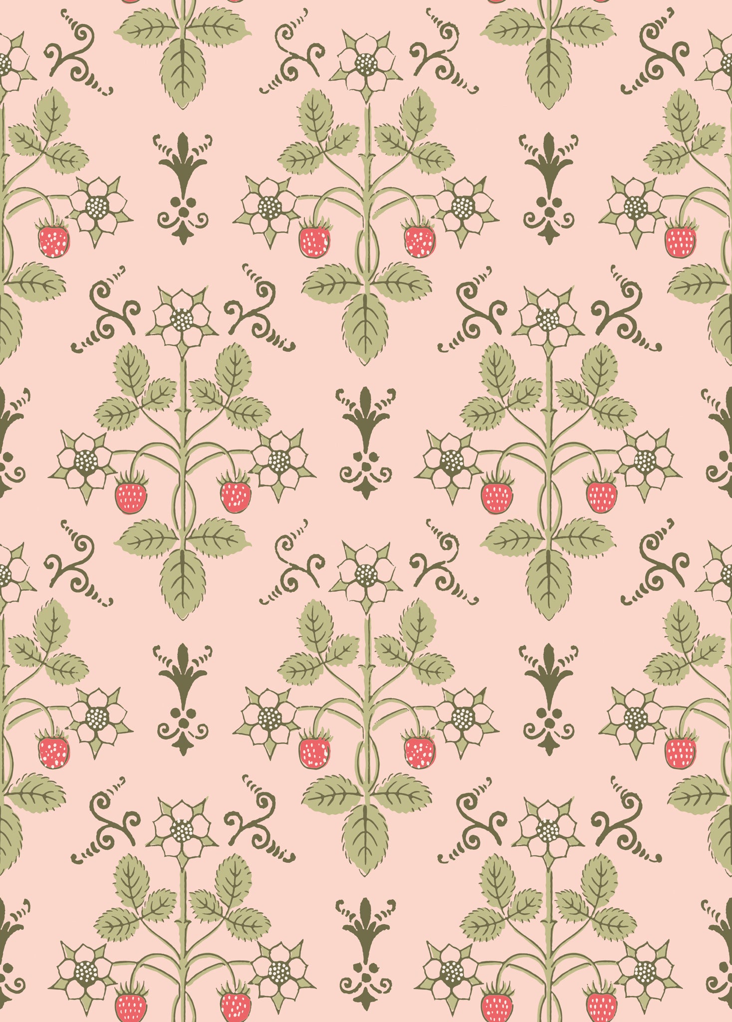 Strawberry Wallpaper in chelsea pink color - pattern number 127/2013.CS.0 - by Cole and Son in the Classics Vol I collection