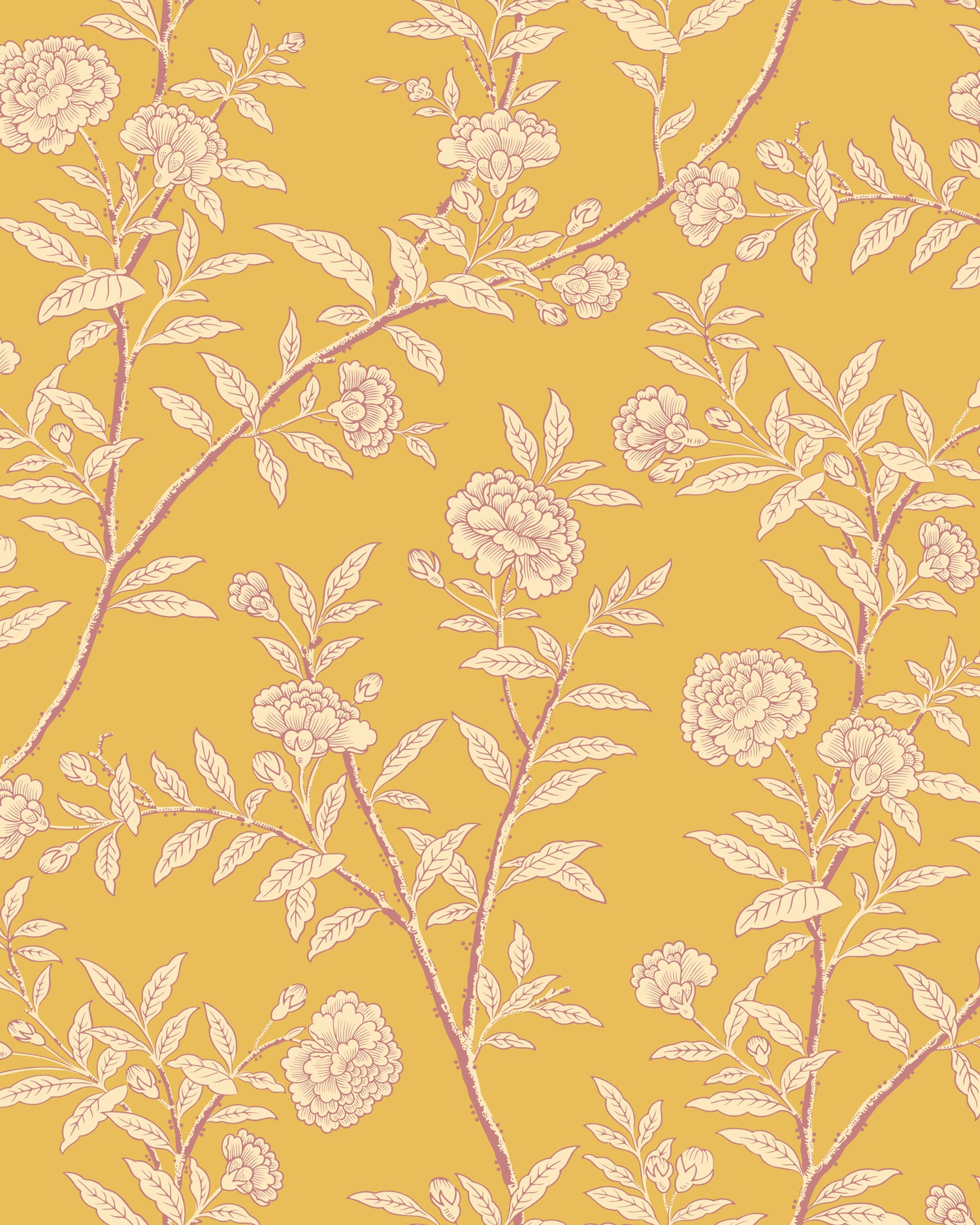 Roseberry Wallpaper in marigold color - pattern number 127/3015.CS.0 - by Cole and Son in the Classics Vol I collection
