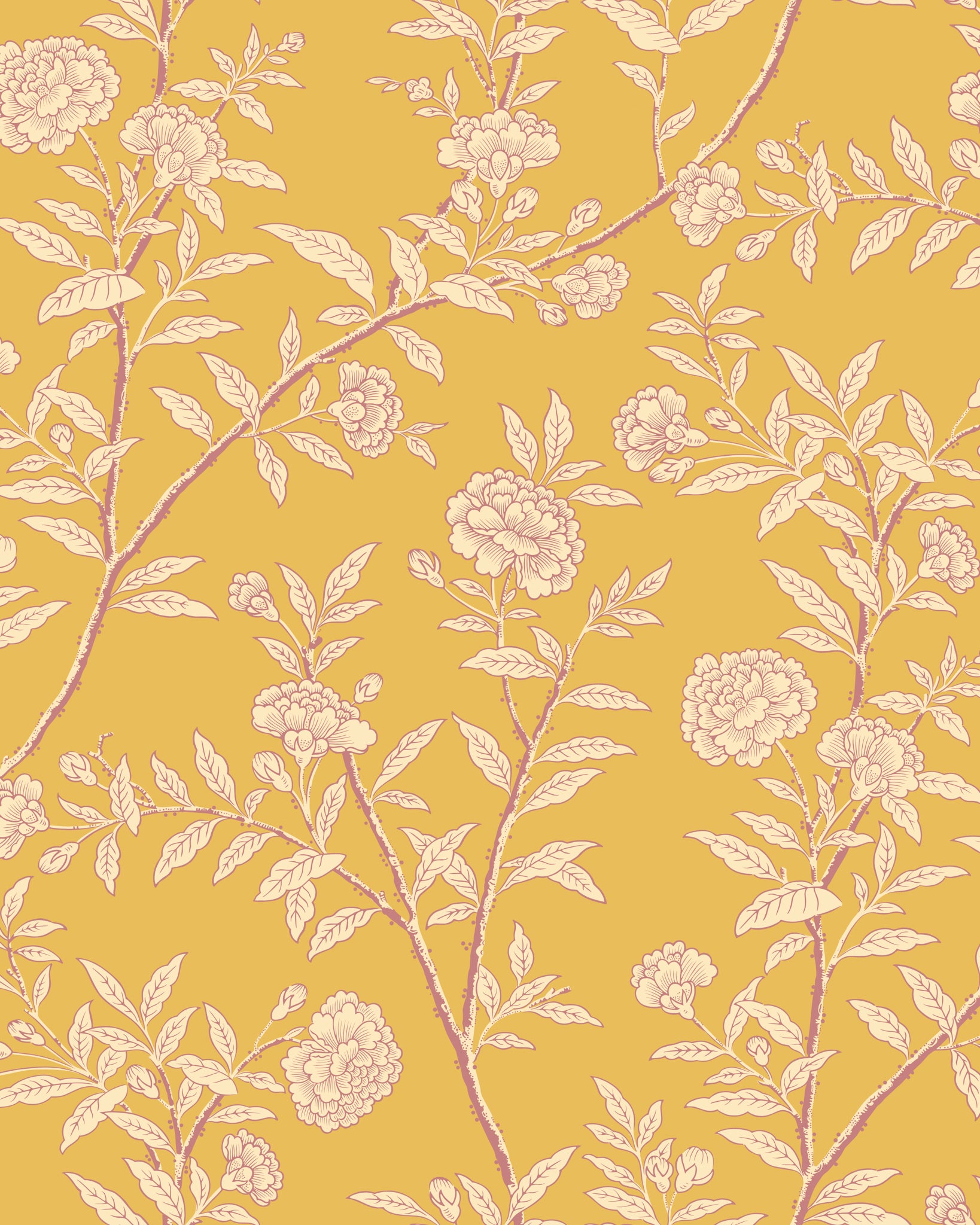 Roseberry Wallpaper in marigold color - pattern number 127/3015.CS.0 - by Cole and Son in the Classics Vol I collection