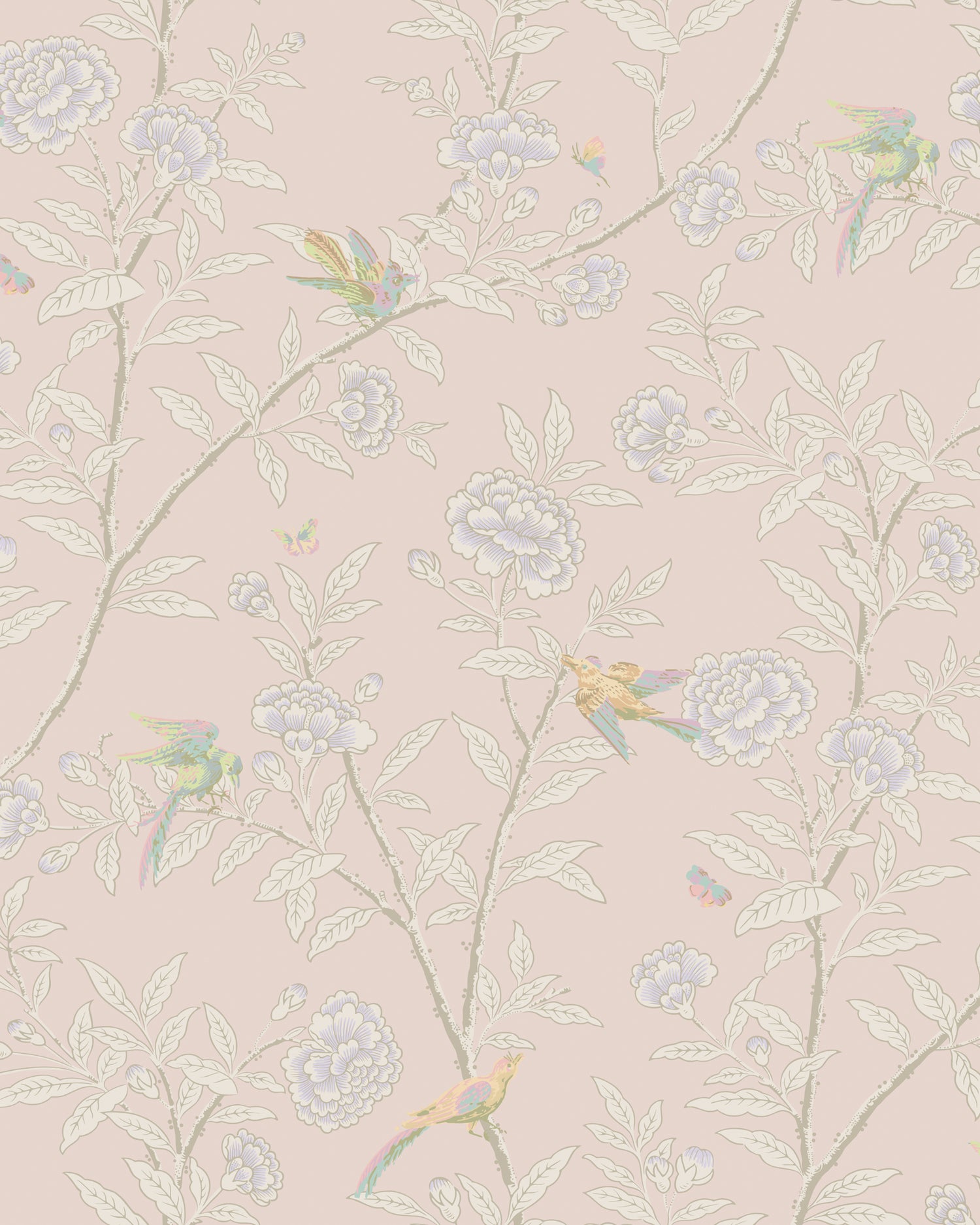 Roseberry with Birds Wallpaper in pink color - pattern number 127/4020.CS.0 - by Cole and Son in the Classics Vol I collection