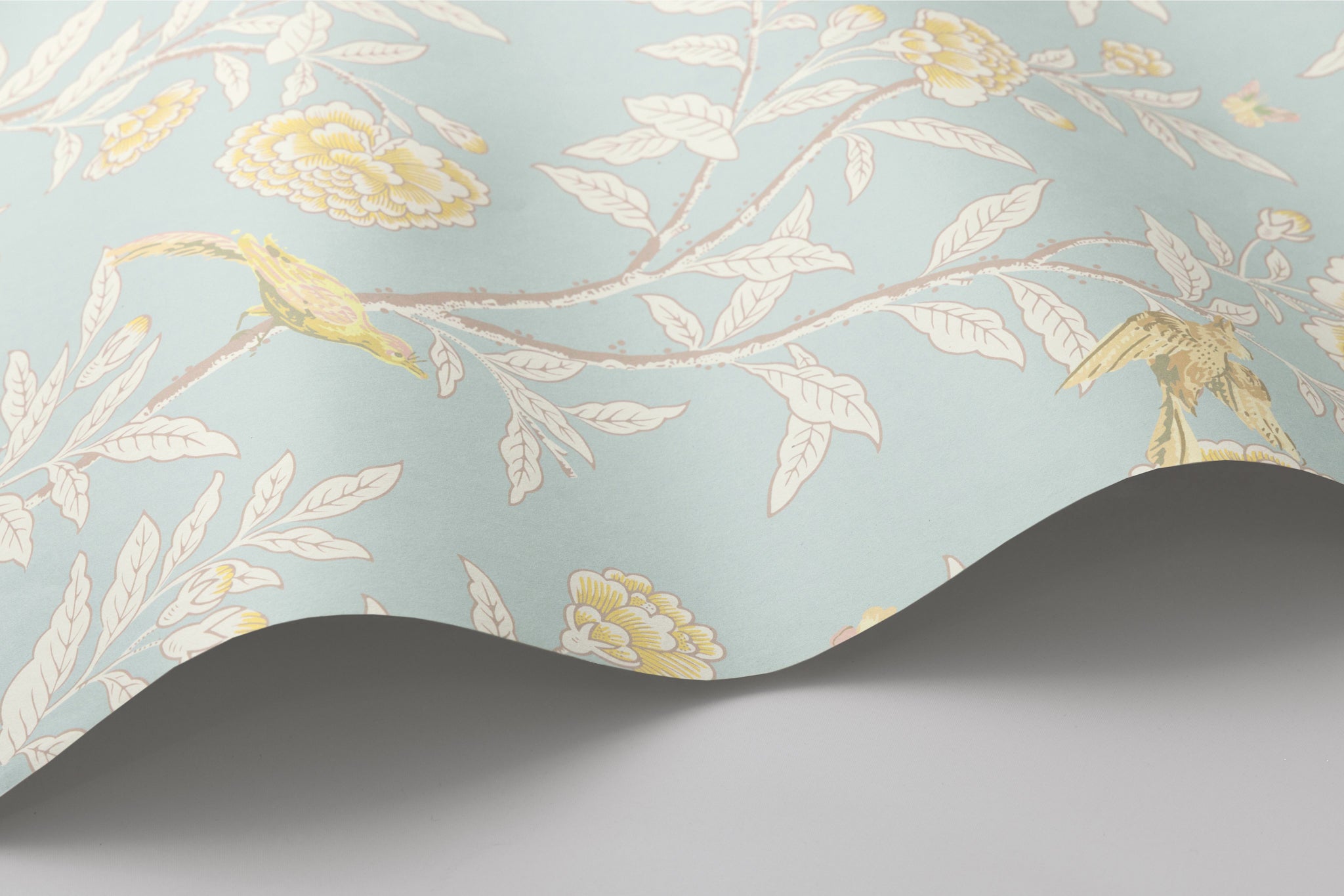 Roseberry with Birds Wallpaper in powder blue color - pattern number 127/4023.CS.0 - by Cole and Son in the Classics Vol I collection