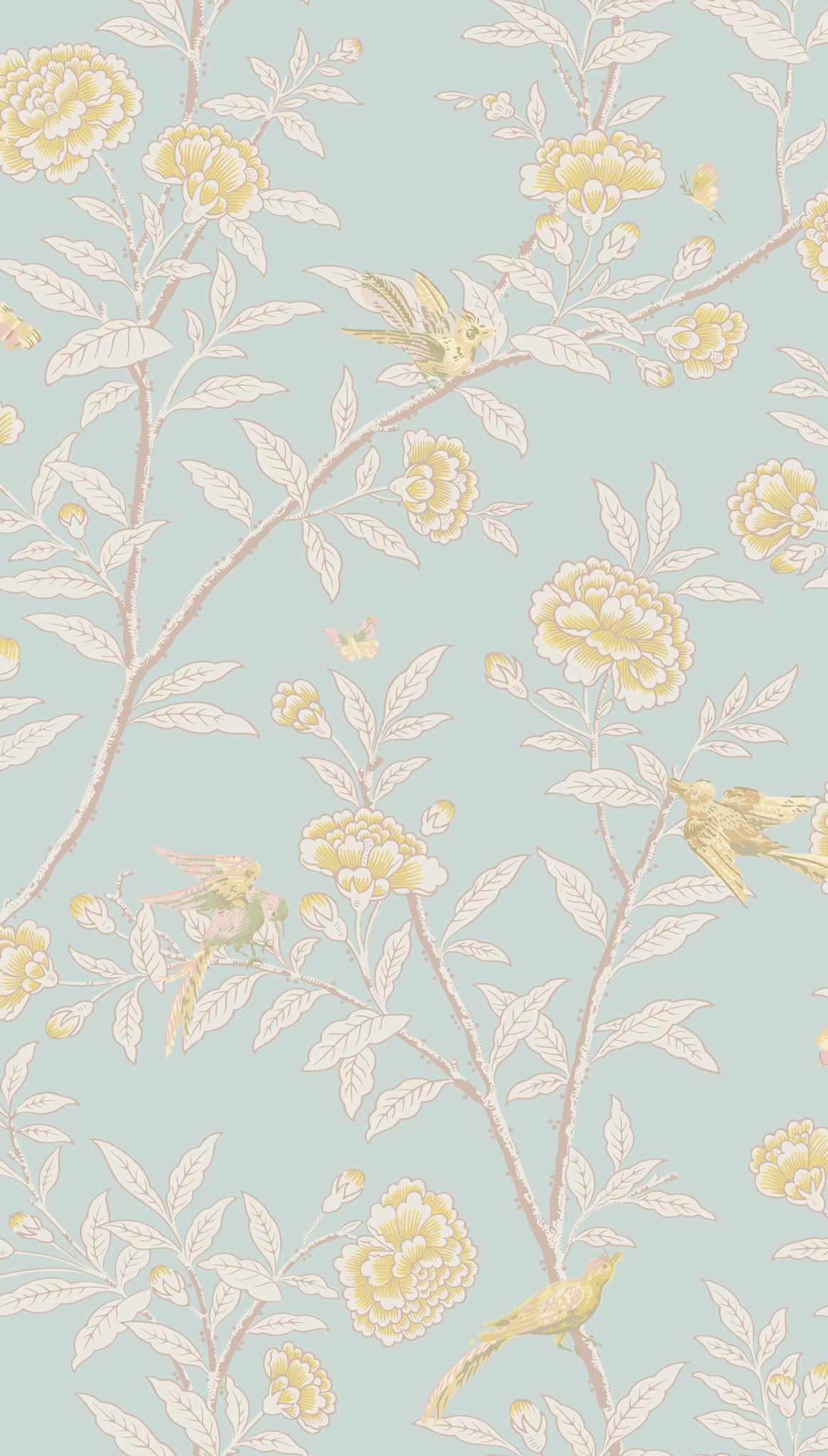 Roseberry with Birds Wallpaper in powder blue color - pattern number 127/4023.CS.0 - by Cole and Son in the Classics Vol I collection