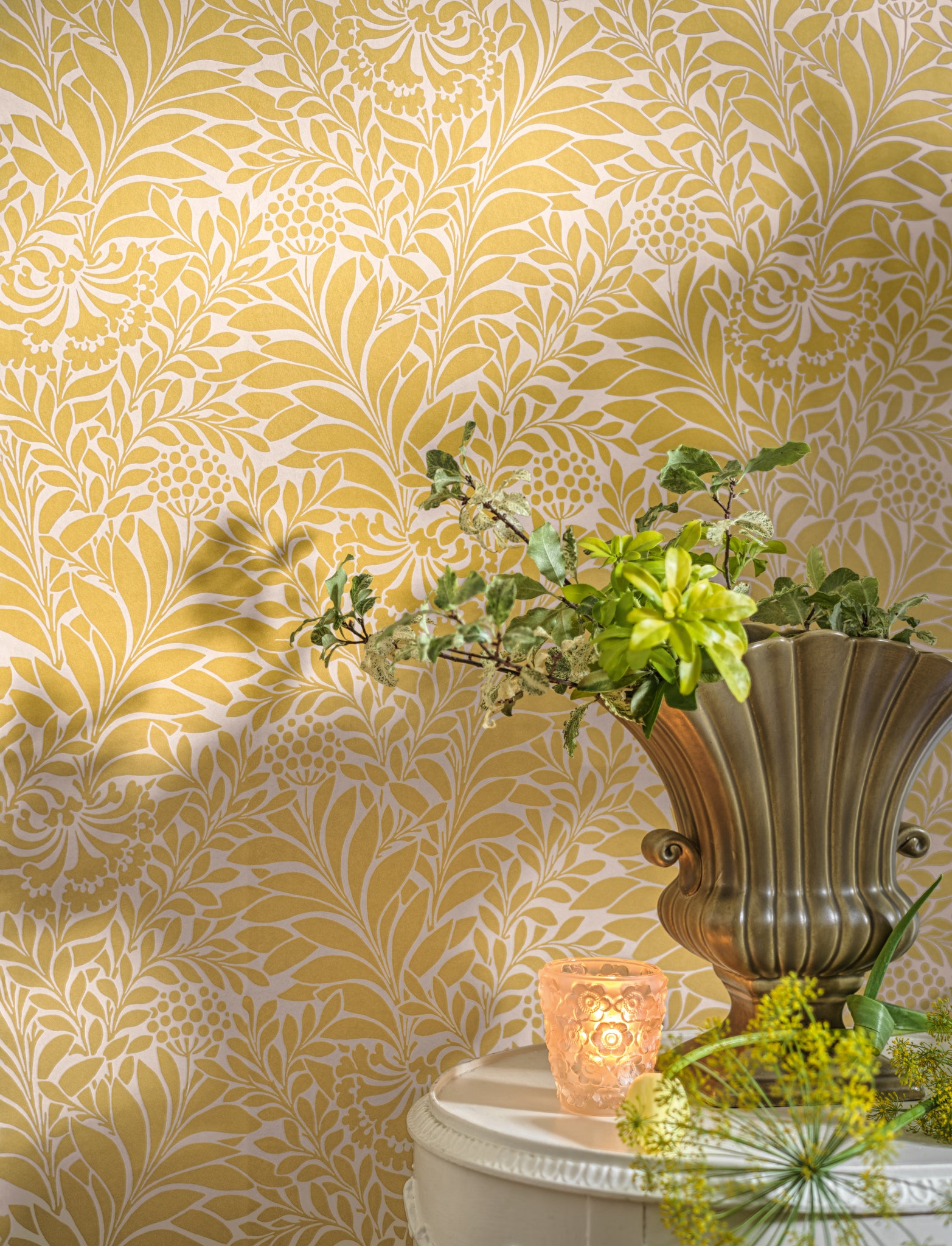 Honeysuckle Wallpaper in daffodil color - pattern number 127/5026.CS.0 - by Cole and Son in the Classics Vol I collection