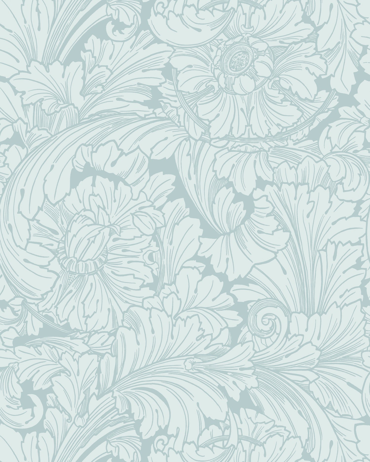 Acanthus Wallpaper in print room blue color - pattern number 127/6030.CS.0 - by Cole and Son in the Classics Vol I collection
