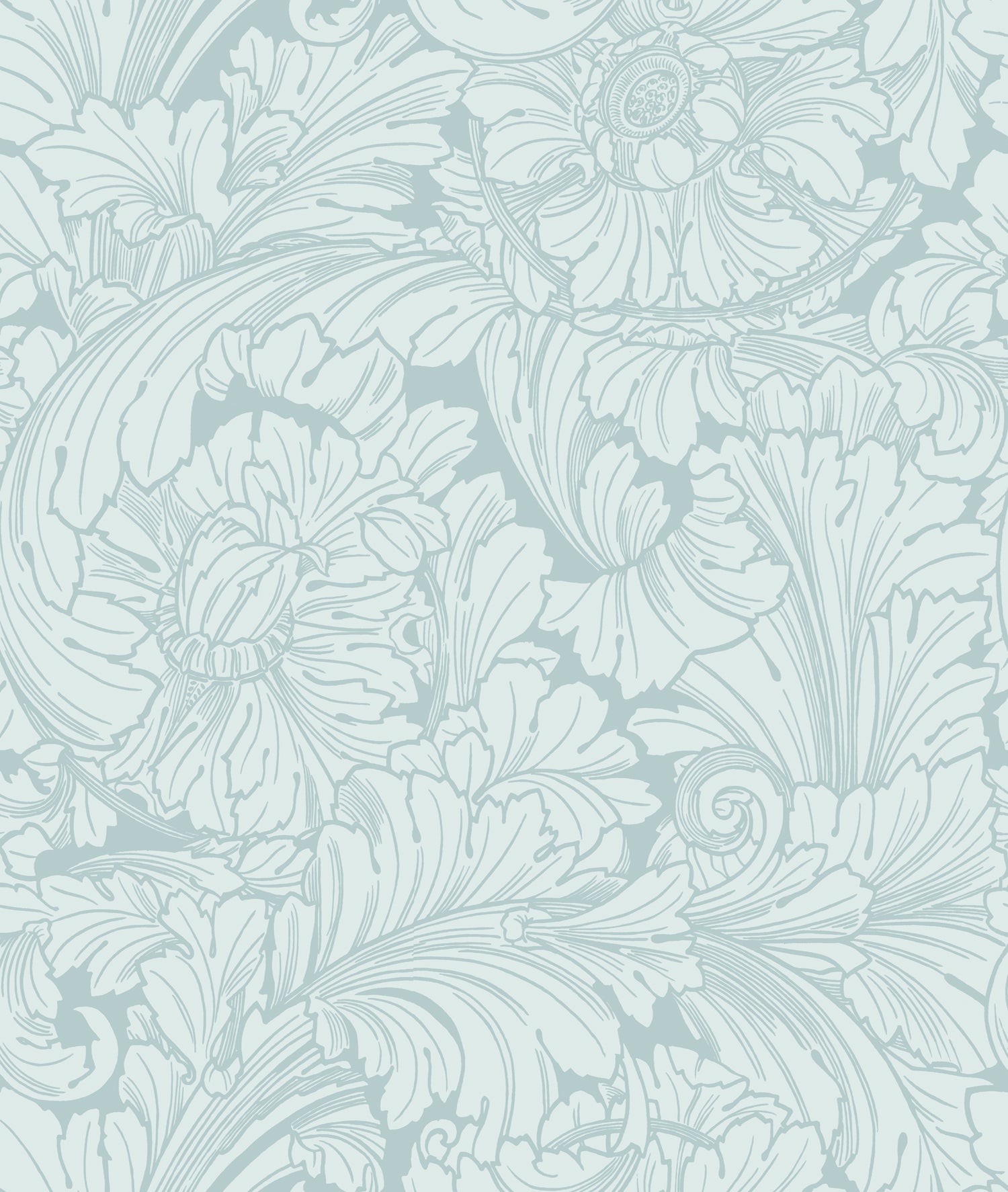 Acanthus Wallpaper in print room blue color - pattern number 127/6030.CS.0 - by Cole and Son in the Classics Vol I collection