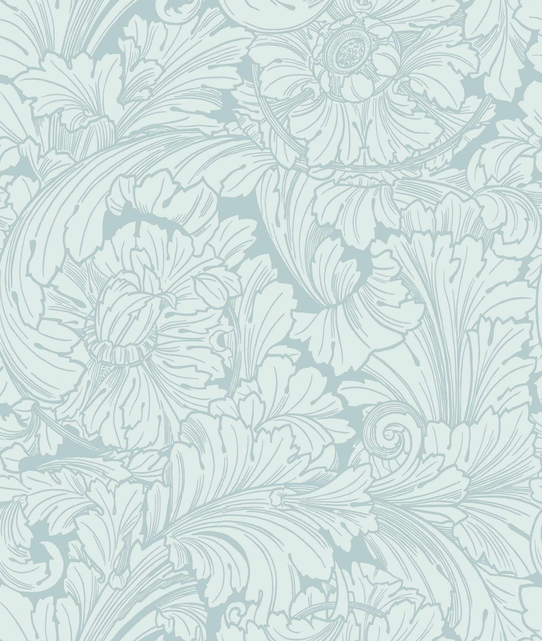 Acanthus Wallpaper in print room blue color - pattern number 127/6030.CS.0 - by Cole and Son in the Classics Vol I collection