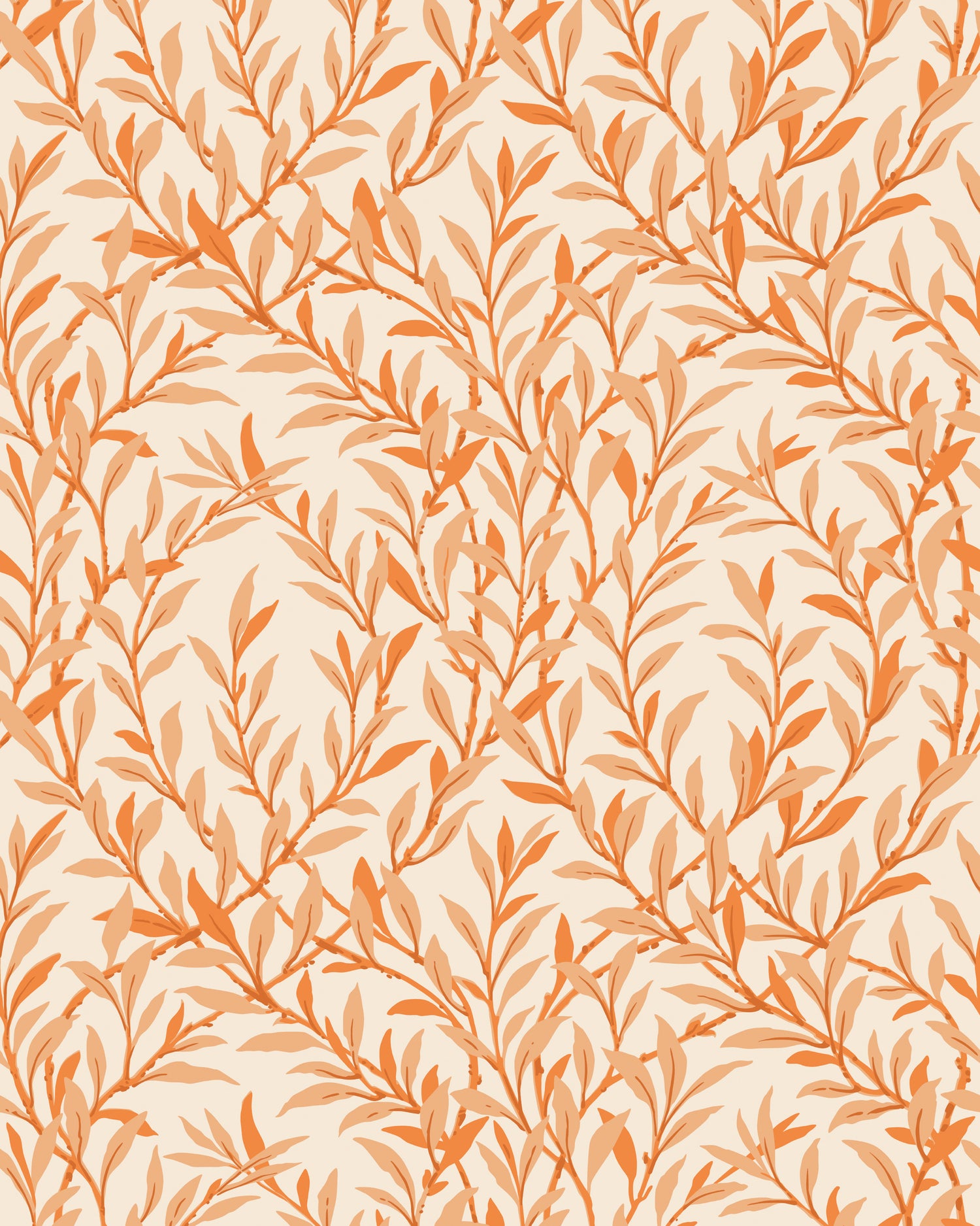 Willow Branch Wallpaper in tangerine/cream color - pattern number 127/7034.CS.0 - by Cole and Son in the Classics Vol I collection