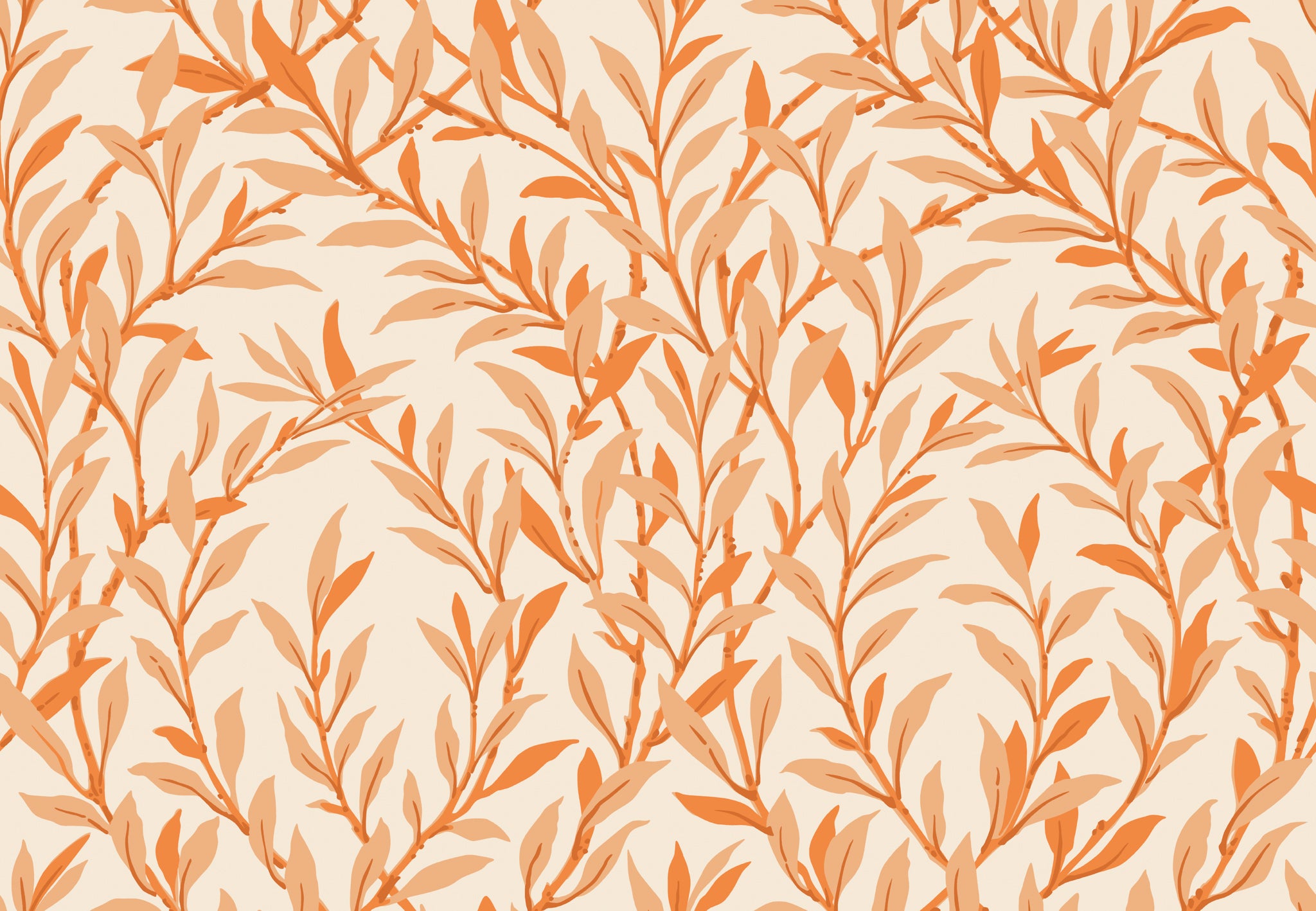 Willow Branch Wallpaper in tangerine/cream color - pattern number 127/7034.CS.0 - by Cole and Son in the Classics Vol I collection