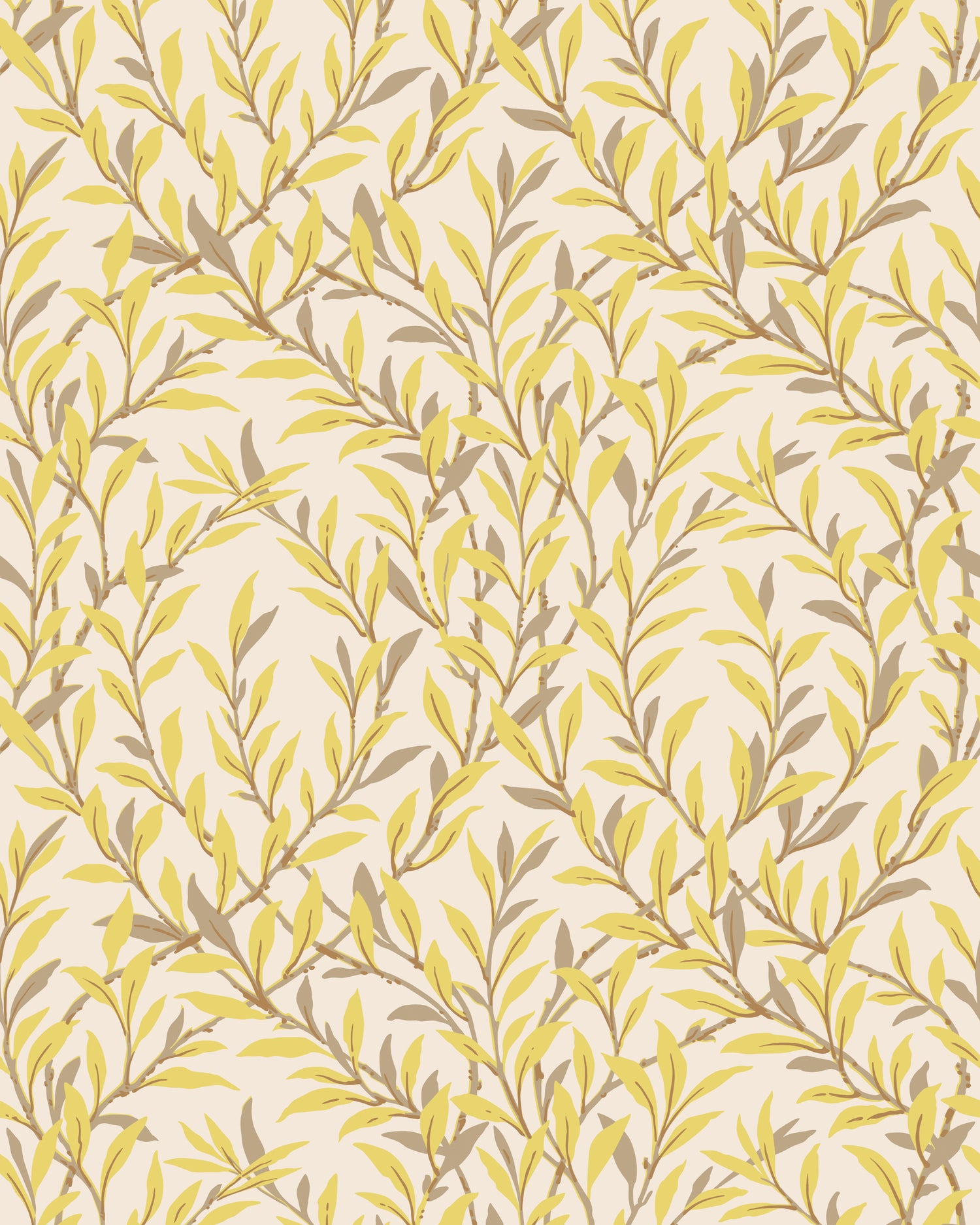Willow Branch Wallpaper in citrine &amp; moca on stone color - pattern number 127/7036.CS.0 - by Cole and Son in the Classics Vol I collection