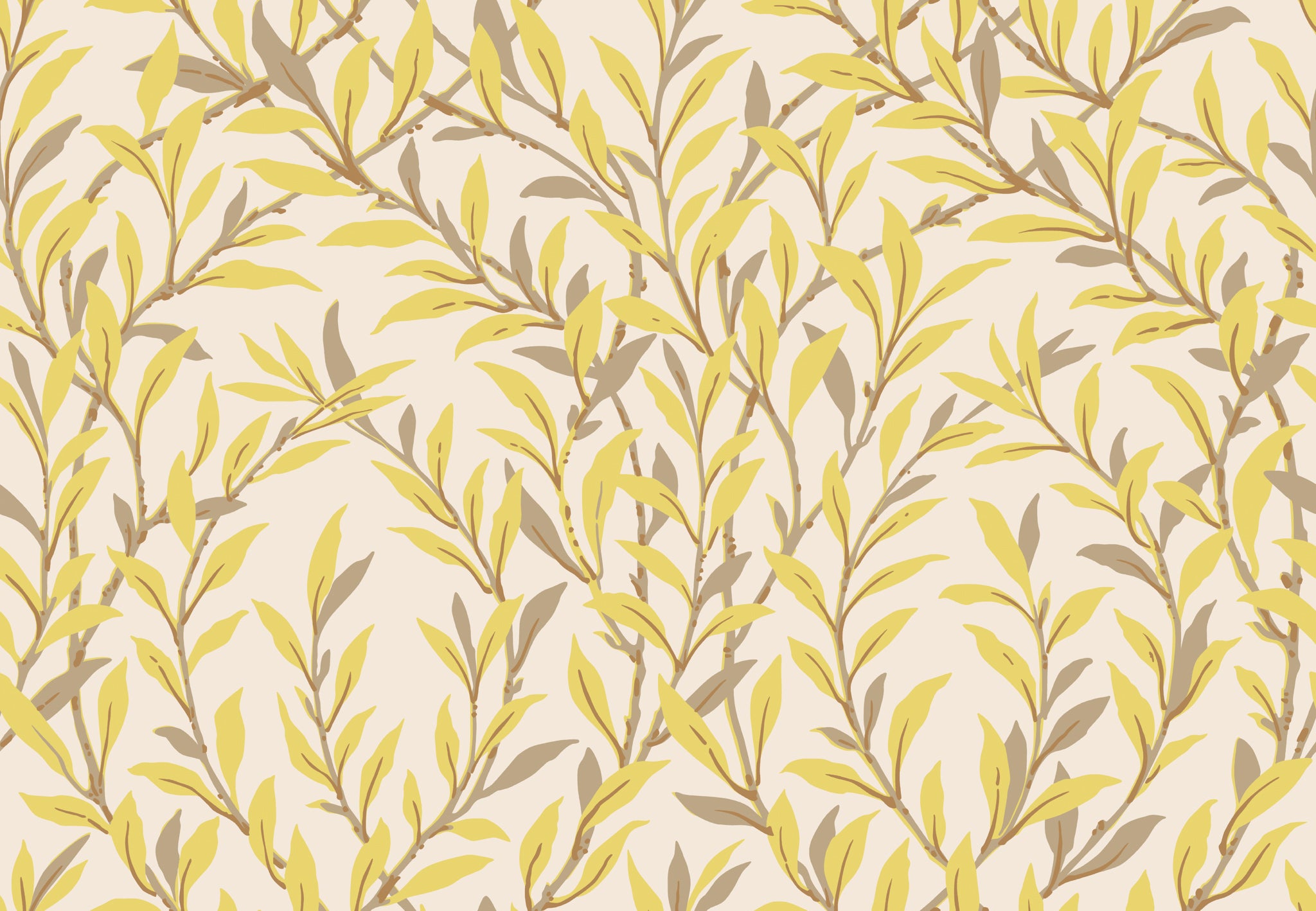 Willow Branch Wallpaper in citrine &amp; moca on stone color - pattern number 127/7036.CS.0 - by Cole and Son in the Classics Vol I collection