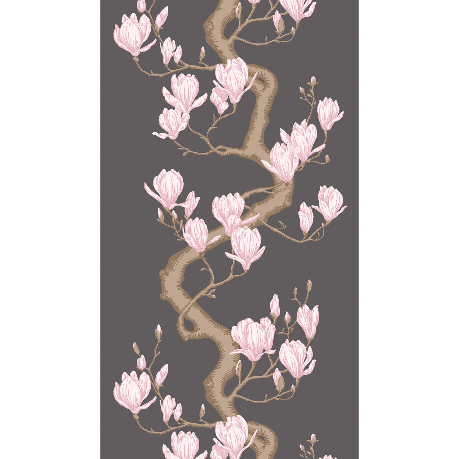 Magnolia Tree Wallpaper in charcoal/pink color - pattern number 128/1001.CS.0 - by Cole and Son in the Classics Vol II collection