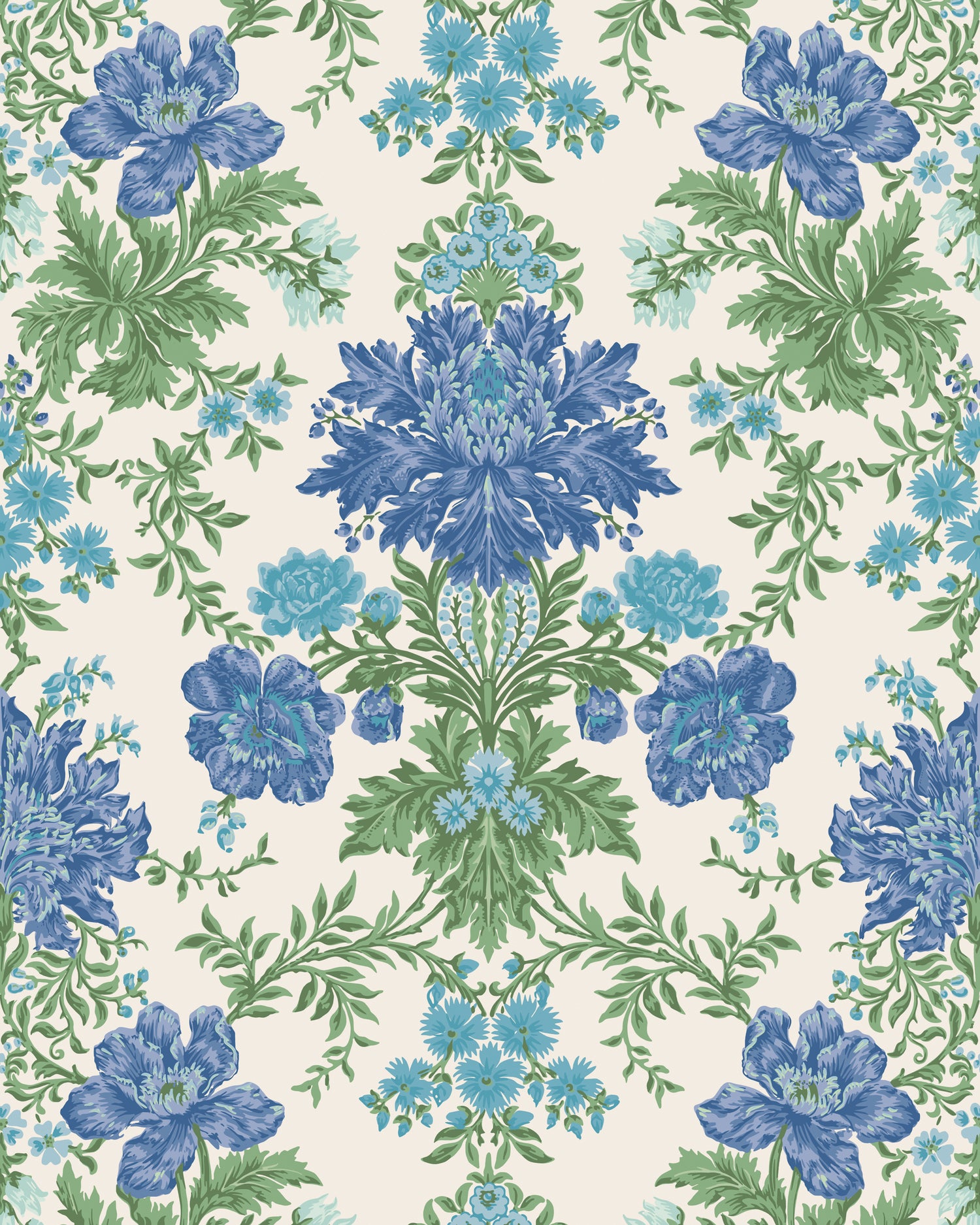 Poppies Wallpaper in sapphire color - pattern number 128/7035.CS.0 - by Cole and Son in the Classics Vol II collection