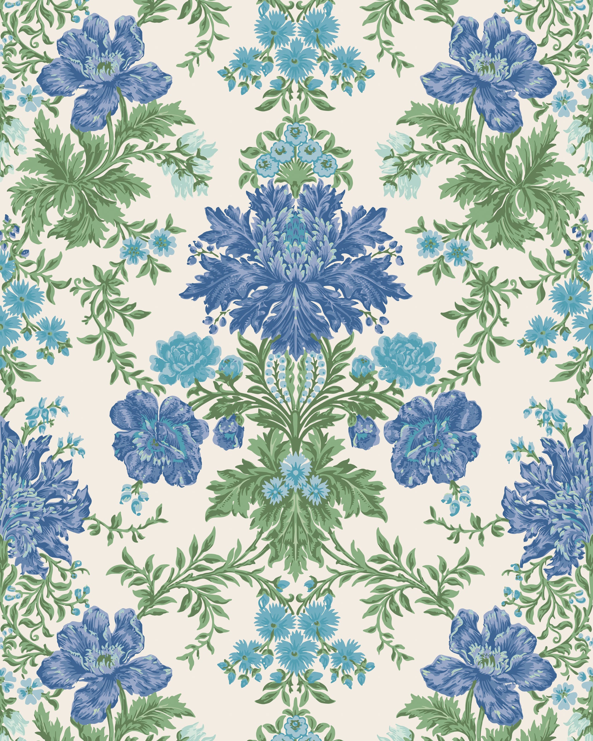 Poppies Wallpaper in sapphire color - pattern number 128/7035.CS.0 - by Cole and Son in the Classics Vol II collection