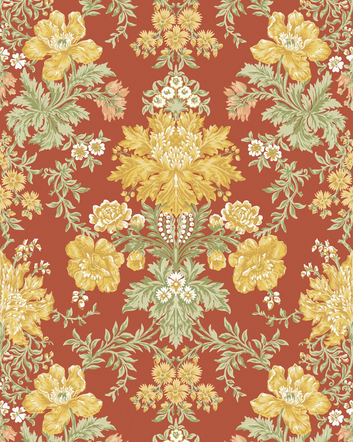 Poppies Wallpaper in soft yellow color - pattern number 128/7037.CS.0 - by Cole and Son in the Classics Vol II collection