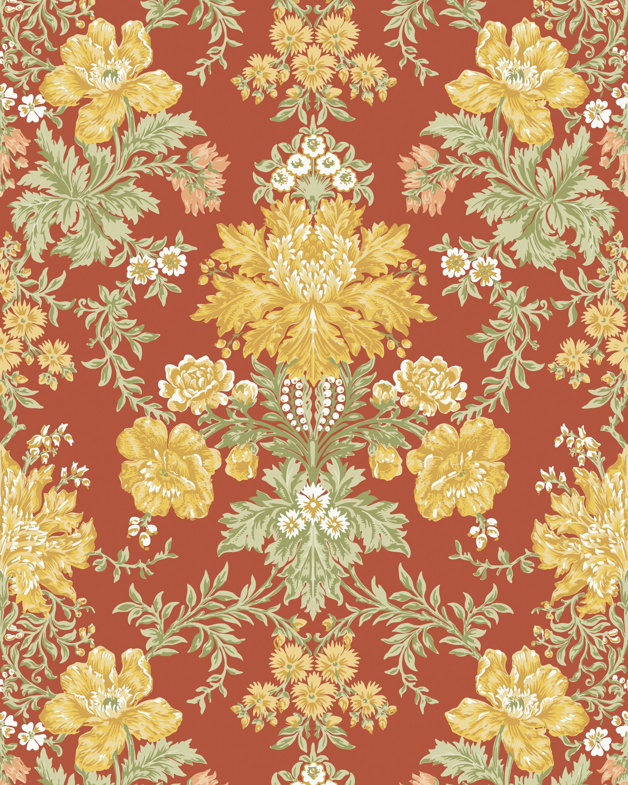 Poppies Wallpaper in soft yellow color - pattern number 128/7037.CS.0 - by Cole and Son in the Classics Vol II collection