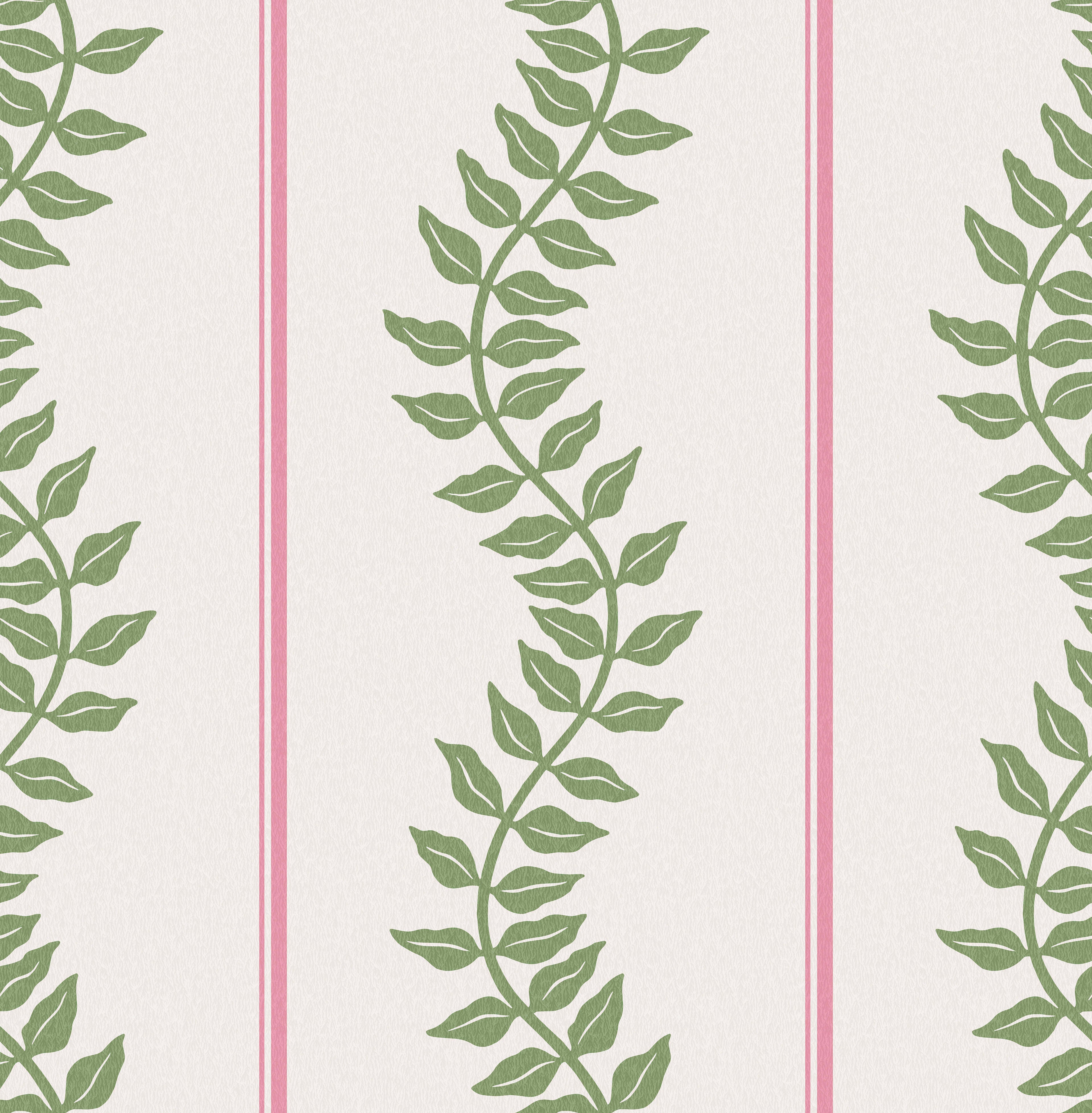 Laurel Leaf Stripe Wallpaper in pink &amp; green color - pattern number 130292 - by Graham and Brown in the 2025 Exclusives collection
