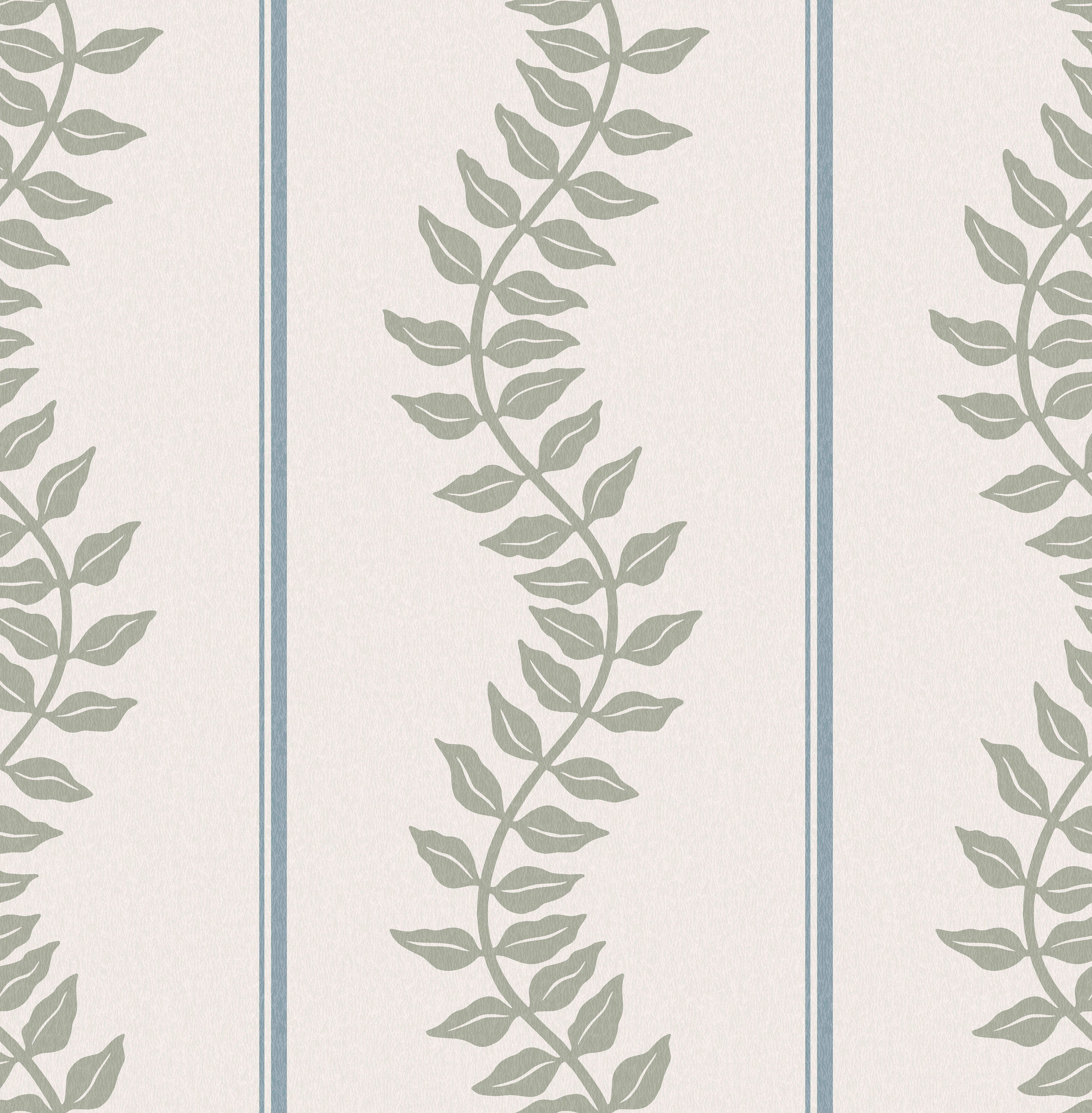 Laurel Leaf Stripe Wallpaper in sky &amp; green color - pattern number 130294 - by Graham and Brown in the 2025 Exclusives collection