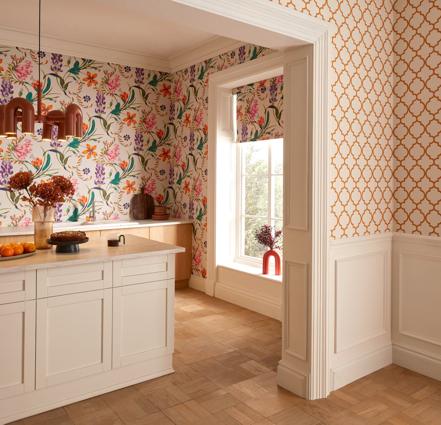 Botanists Scroll Wallpaper in viviant color - pattern number 130295 - by Graham and Brown in the 2025 Exclusives collection