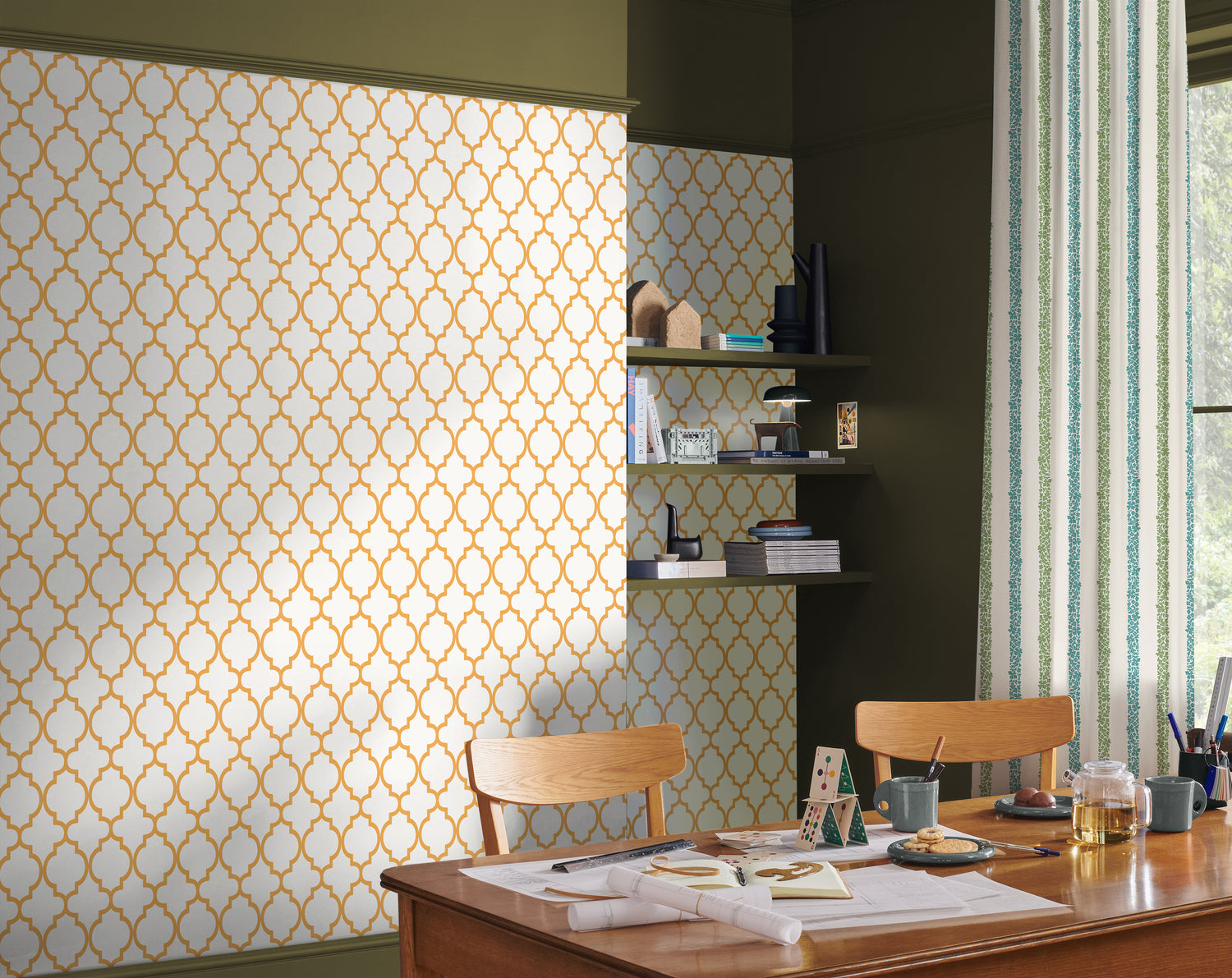 Trellia Wallpaper in orange color - pattern number 130298 - by Graham and Brown in the 2025 Exclusives collection