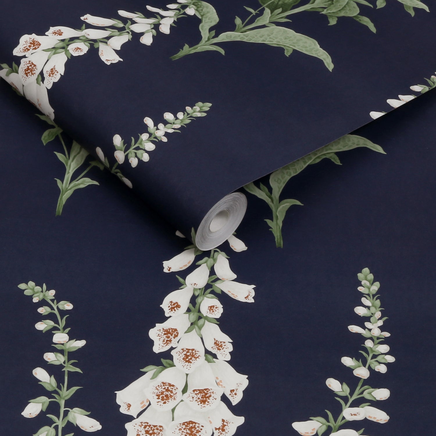 Foxglove Wallpaper in midnight color - pattern number 130308 - by Graham and Brown in the 2025 Exclusives collection