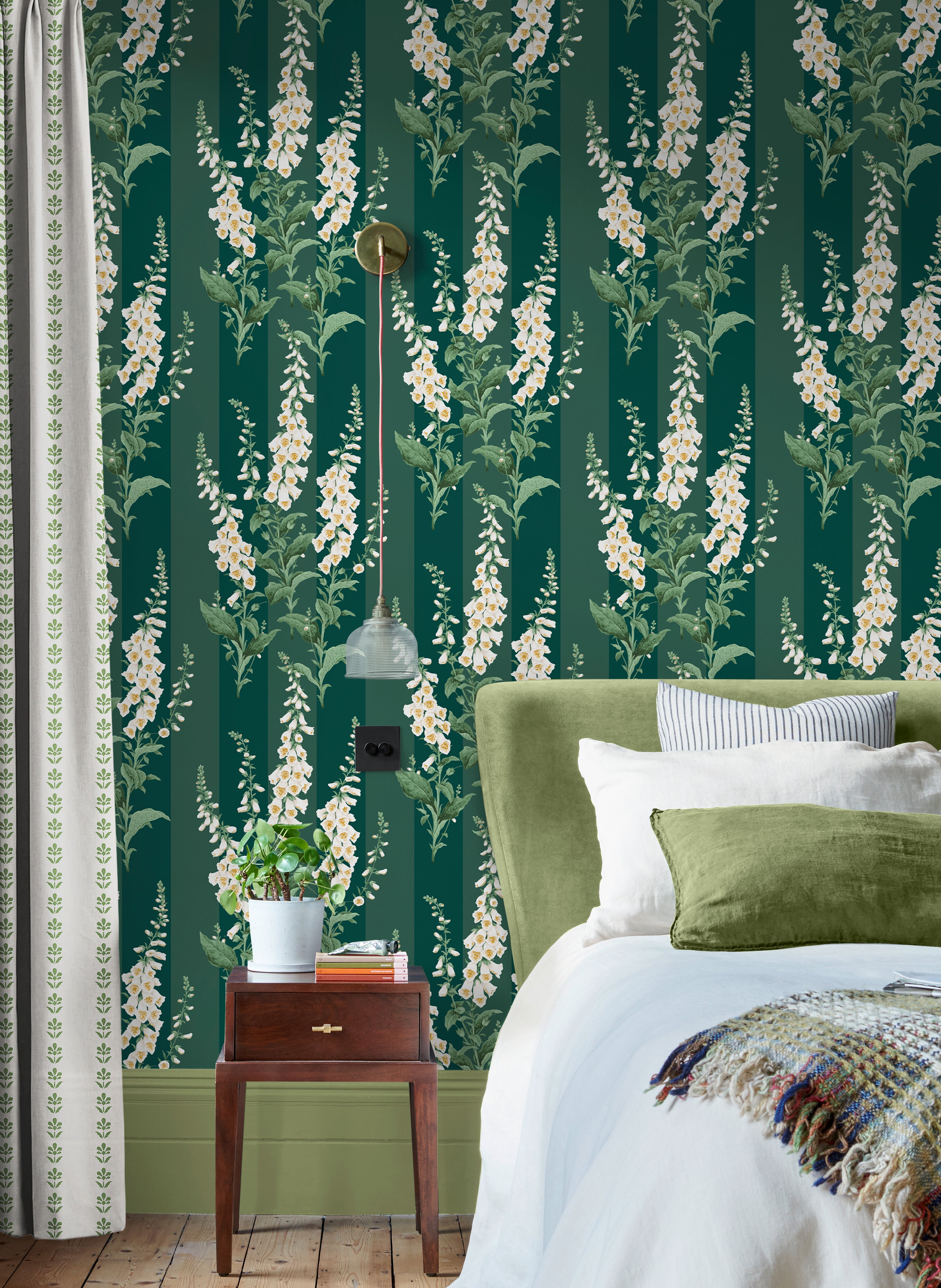 Foxglove Wallpaper in teal color - pattern number 130311 - by Graham and Brown in the 2025 Exclusives collection
