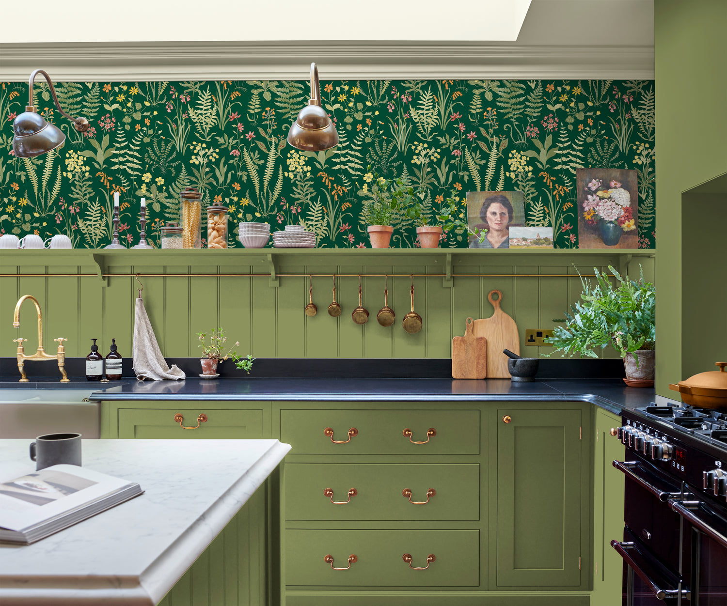 Oshibana Wallpaper in emerald color - pattern number 130313 - by Graham and Brown in the 2025 Exclusives collection