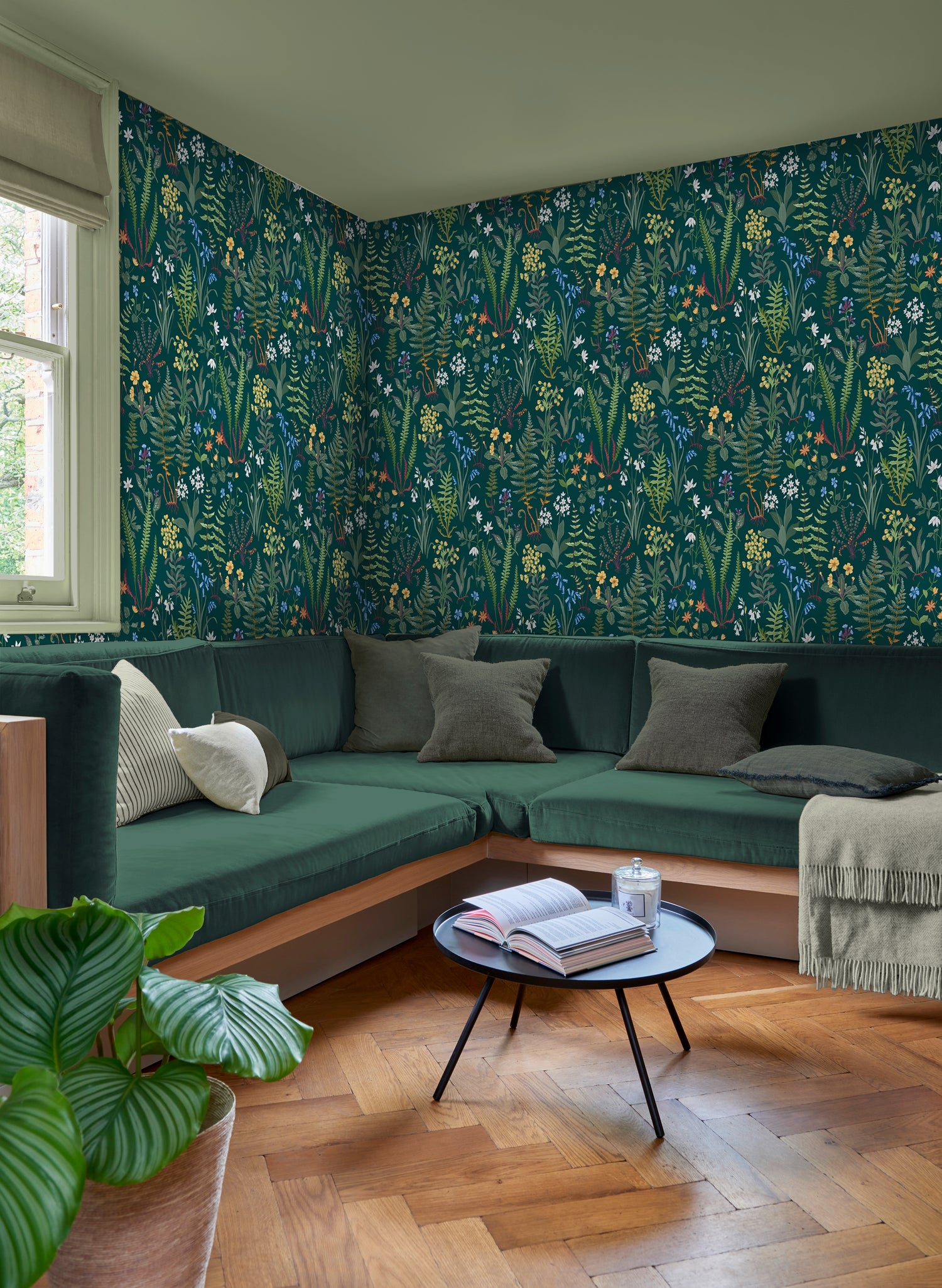 Oshibana Wallpaper in teal color - pattern number 130314 - by Graham and Brown in the 2025 Exclusives collection