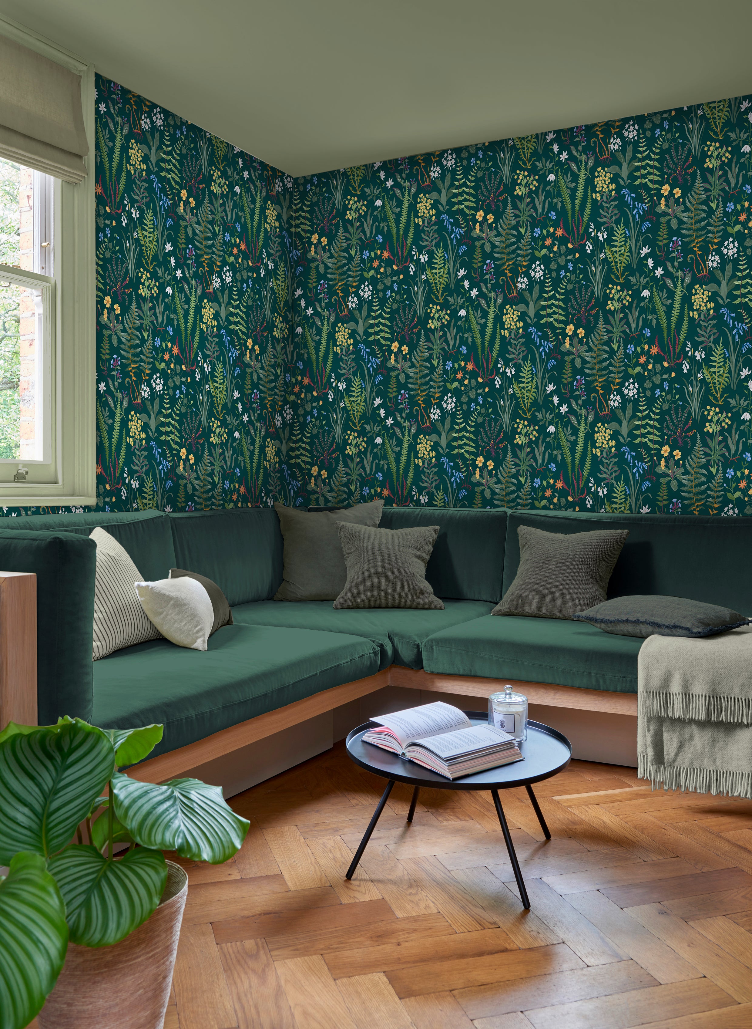 Oshibana Wallpaper in teal color - pattern number 130314 - by Graham and Brown in the 2025 Exclusives collection