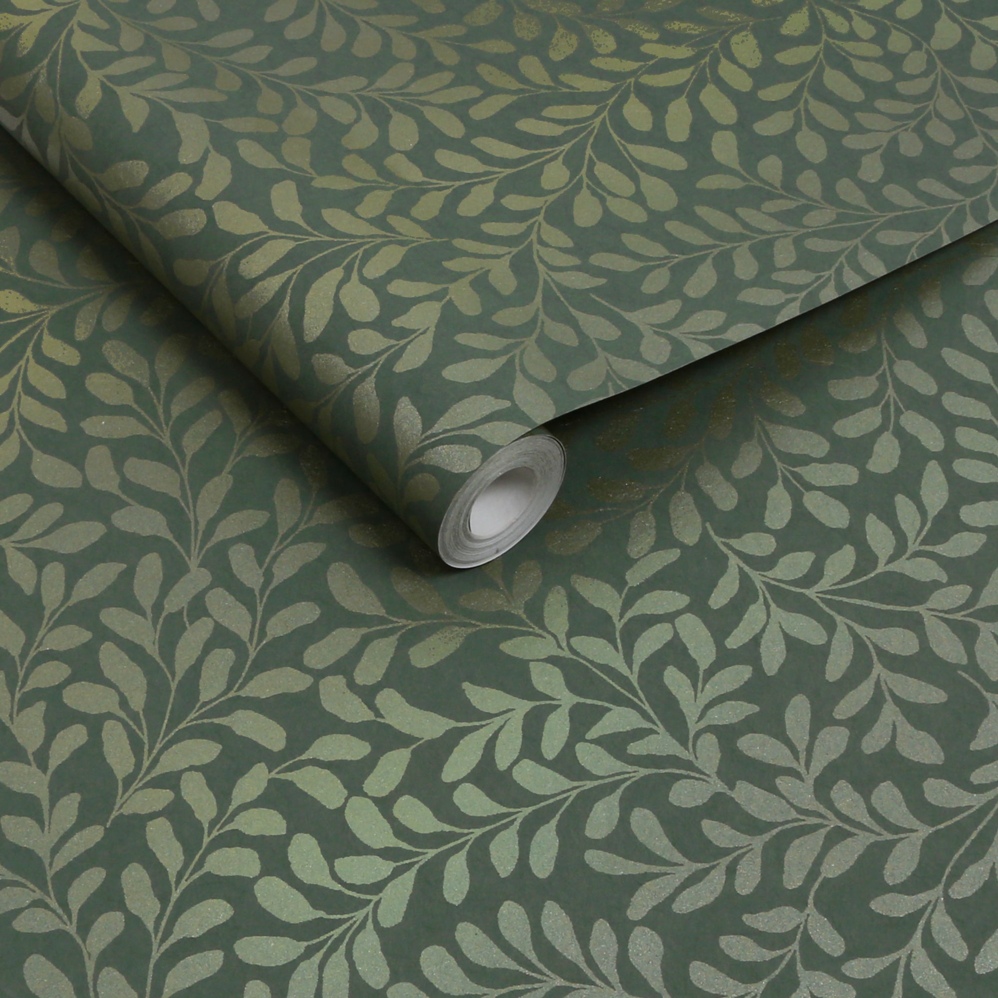 Gilded Leaf Wallpaper in olive color - pattern number 130370 - by Graham and Brown in the 2025 Exclusives collection