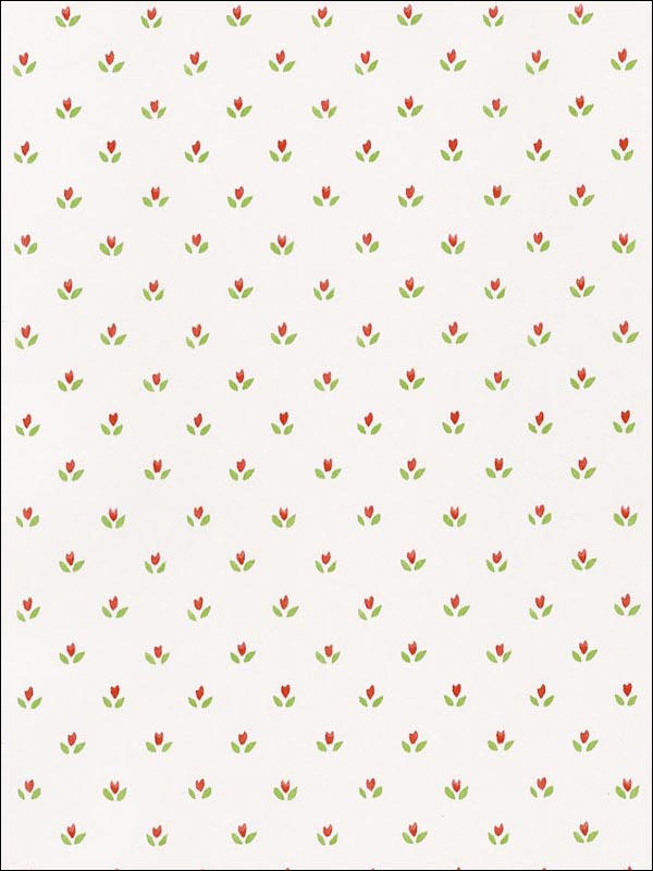 Mini Tulip wallpaper in greens reds whites color - pattern number FK26948 - by Patton Norwall in the Fresh Kitchens 5 collection