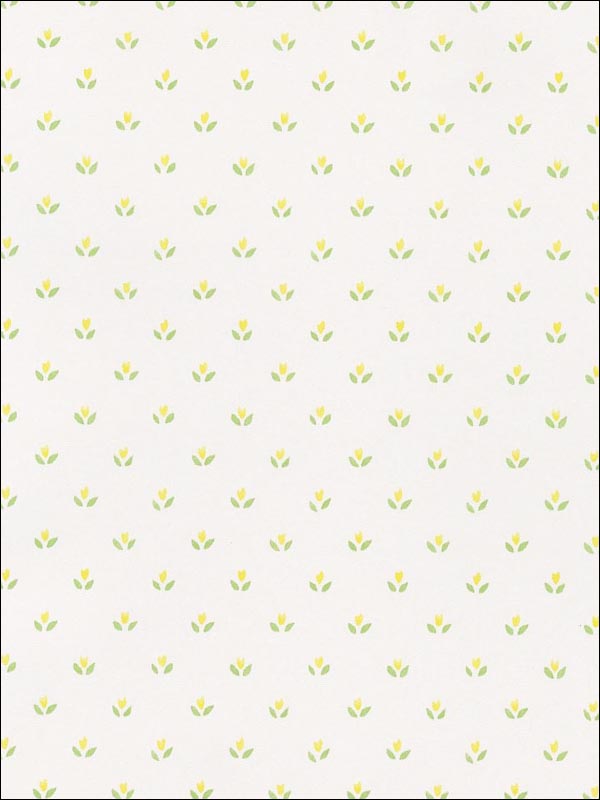 Mini Tulip wallpaper in green yellow white color - pattern number FK26950 - by Patton Norwall in the Fresh Kitchens 5 collection