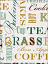 Kitchen Script fabric in blues browns greens color - pattern number FK34412 - by Patton Norwall in the Fresh Kitchens 5 collection
