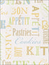 Kitchen Script fabric in blues browns greens color - pattern number KC28541 - by Patton Norwall in the Fresh Kitchens 5 collection