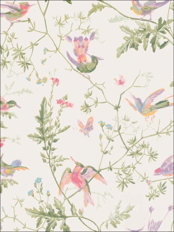 Hummingbirds wallpaper in soft multi colour color - pattern number 100/14067.CS.0 - by Cole and Son in the Archive Anthology collection
