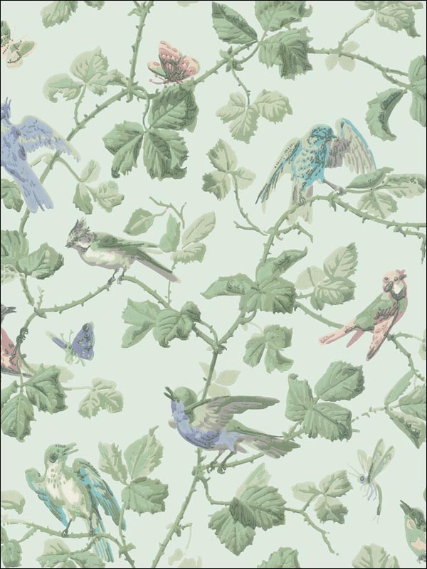 Winter Birds wallpaper in duck egg color - pattern number 100/2007.CS.0 - by Cole and Son in the Archive Anthology collection