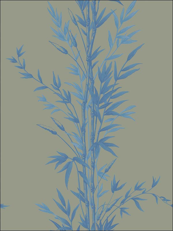 Bamboo wallpaper in blue on khaki color - pattern number 100/5026.CS.0 - by Cole and Son in the Archive Anthology collection