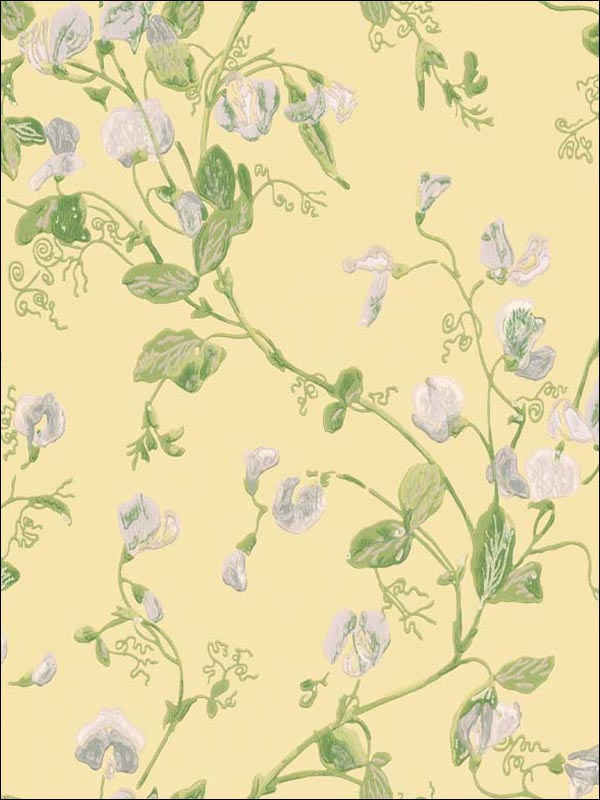 Sweet Pea wallpaper in yellow color - pattern number 100/6029.CS.0 - by Cole and Son in the Archive Anthology collection