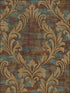 Kepler Damask wallpaper in metallic gold and spruce color - pattern number AV50701 - by Seabrook in the Avant Garde by Seabrook Designs collection