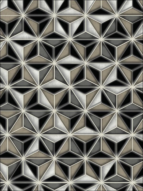 Einstein Geometric fabric in metallic silver and black color - pattern number AV51400 - by Seabrook in the Avant Garde by Seabrook Designs collection