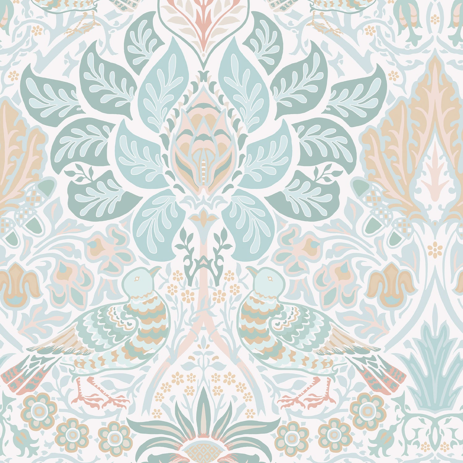 Dove and Rose wallpaper in rose haze color - pattern number 140479 - by Graham and Brown in the William Morris At Home SS25 collection