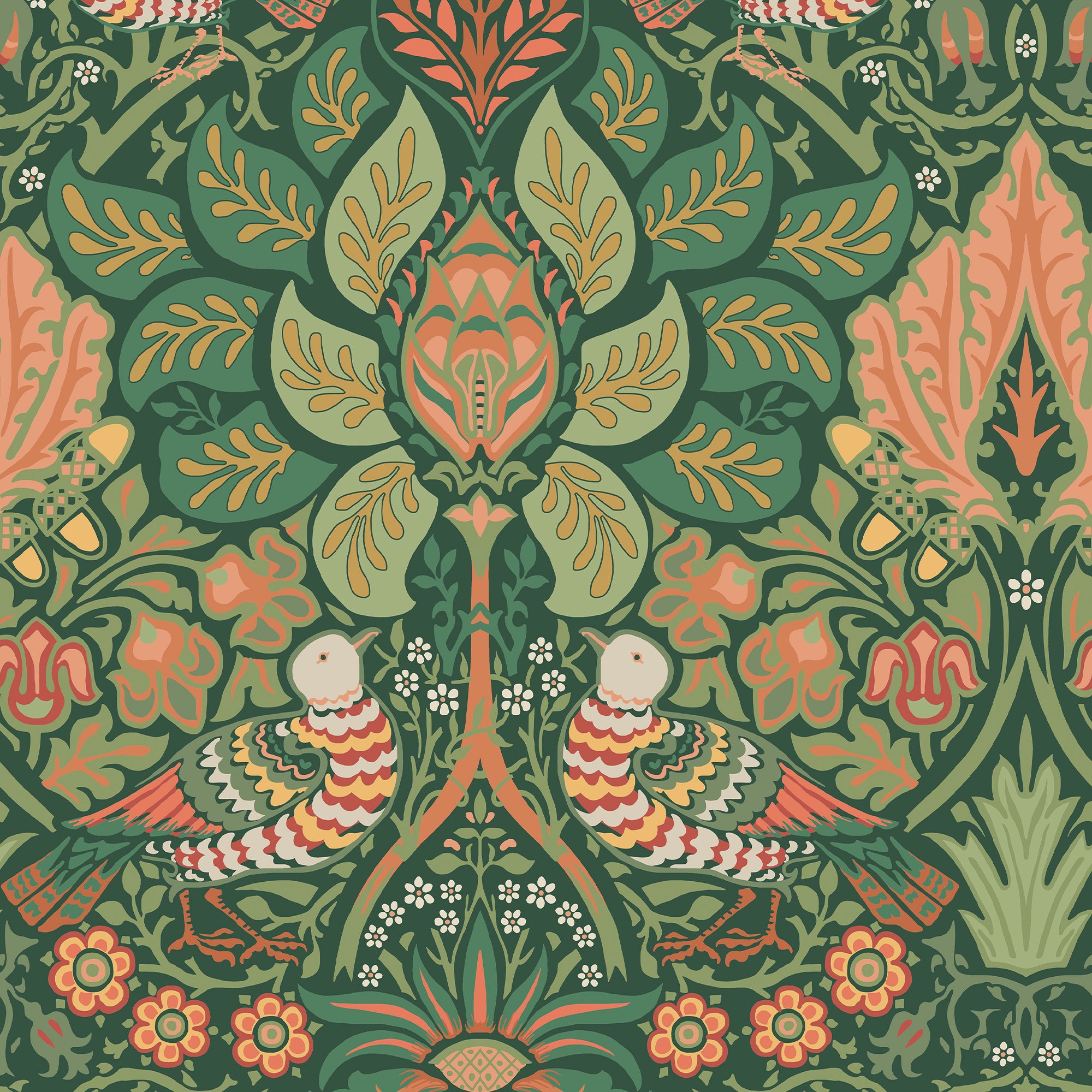 Dove and Rose wallpaper in rose woodland color - pattern number 140480 - by Graham and Brown in the William Morris At Home SS25 collection