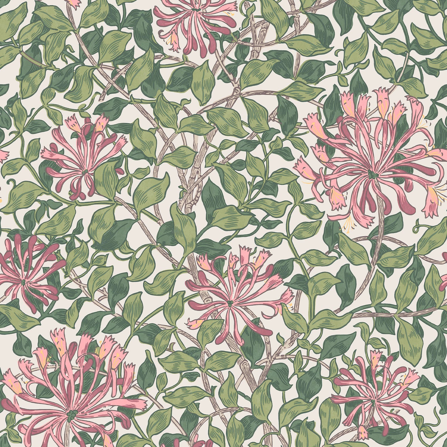 Honeysuckle wallpaper in honeysuckle blossom color - pattern number 140486 - by Graham and Brown in the William Morris At Home SS25 collection