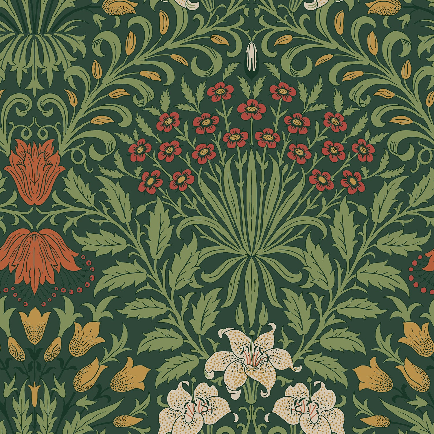 Garden wallpaper in green color - pattern number 140495 - by Graham and Brown in the William Morris At Home SS25 collection