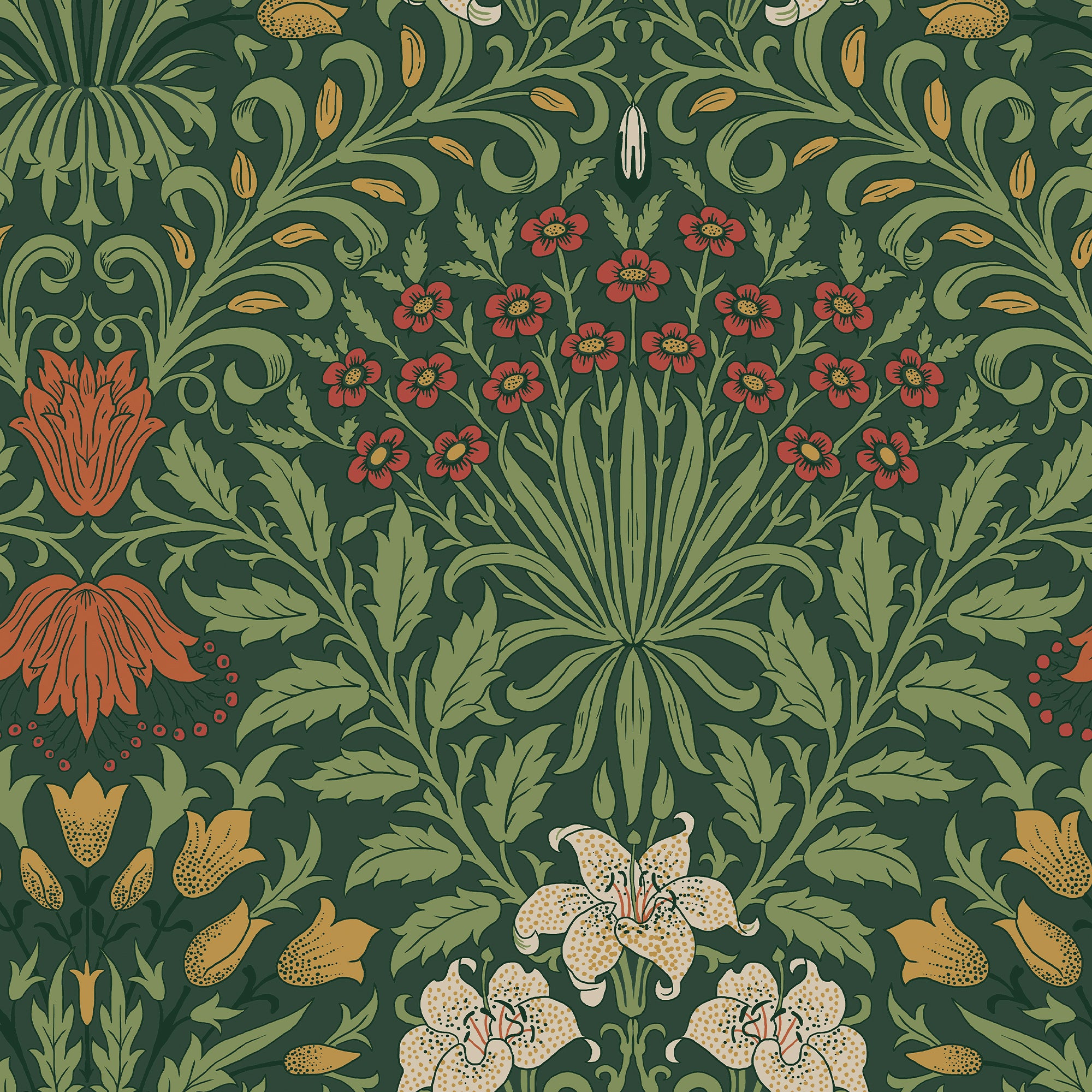 Garden wallpaper in green color - pattern number 140495 - by Graham and Brown in the William Morris At Home SS25 collection